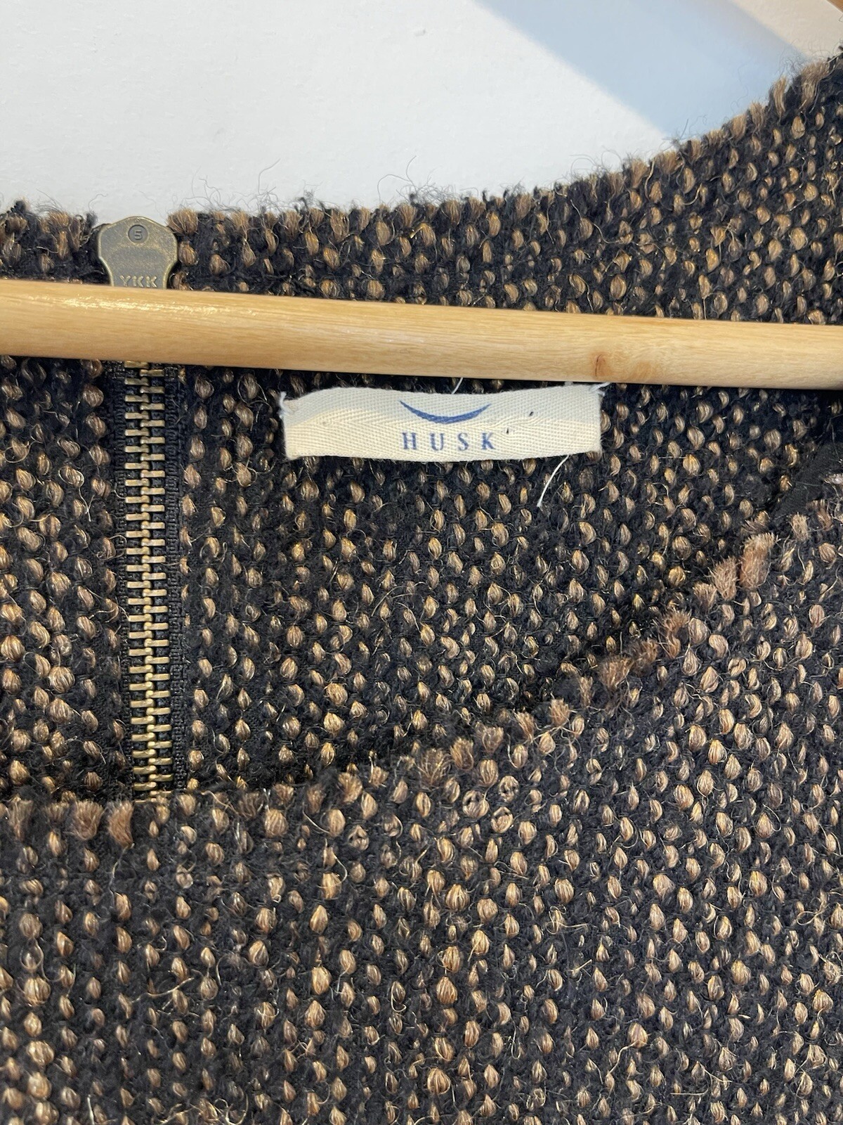 Husk Women’s Wool Blend Brown Mini Dress Size 2 Pockets Half Sleeve EUC