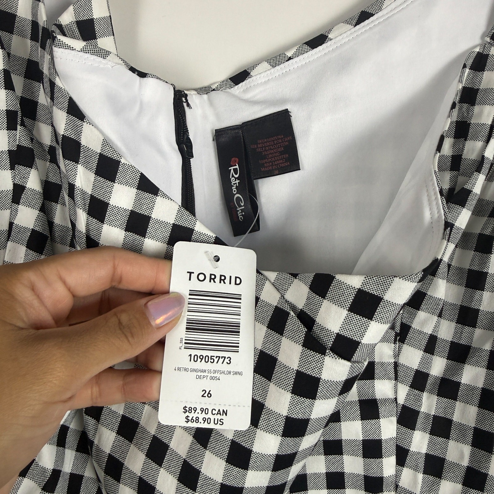 New Torrid Retro Chic Gingham Swing Dress Black White $89 – 26 4 4X