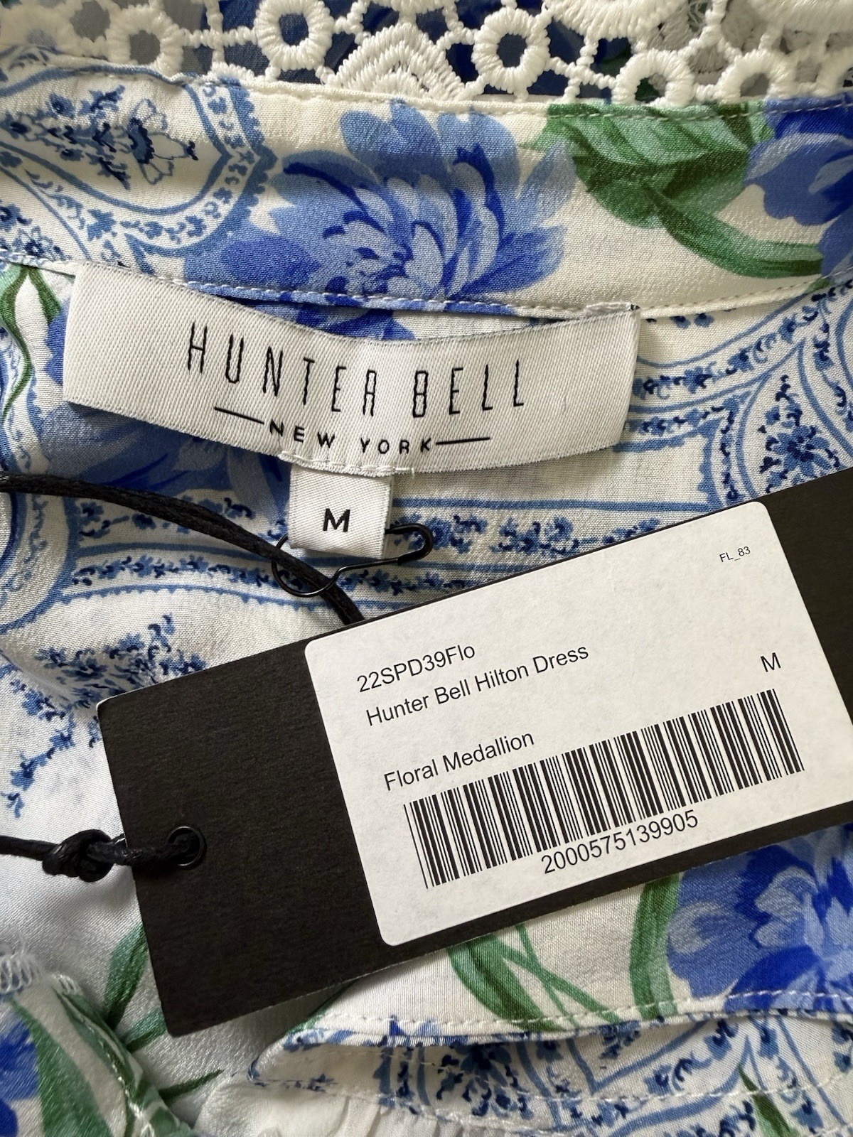 Hunter Bell Hilton Silk Maxi Dress Blue Floral Medallion Quiet Luxury Size M NWT