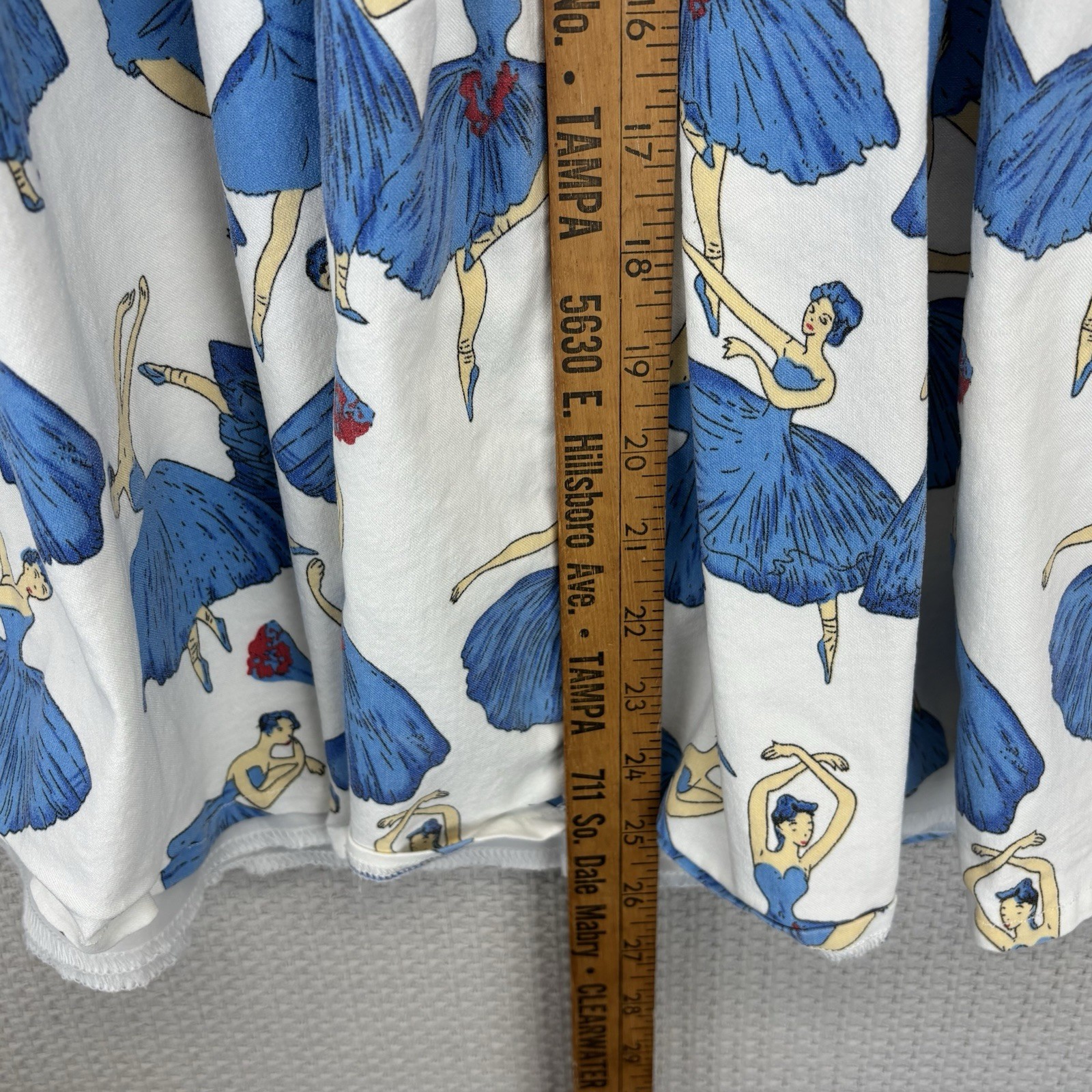 Kling Spaghetti Strap Blue Ballerina Print Mini Dress Sz S Pin Up Retro No Tag