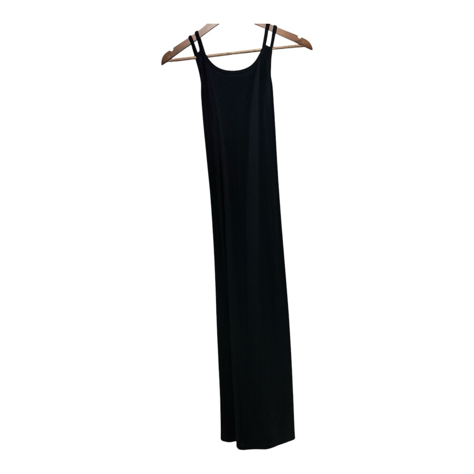 City Triangles Vintage Dress Womens L Black Stretch Maxi Cross Back Strappy USA