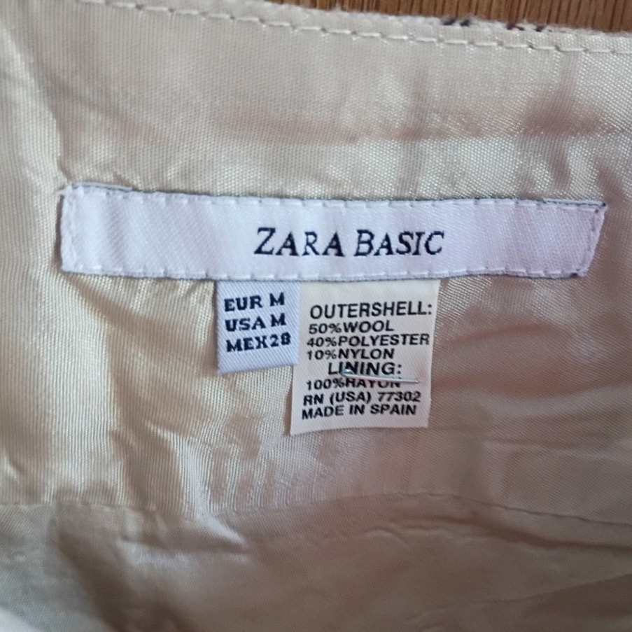 Vntg Zara Basic Plaid Wool Blend Sleeveless Dress M Spain Academia Cottagecore