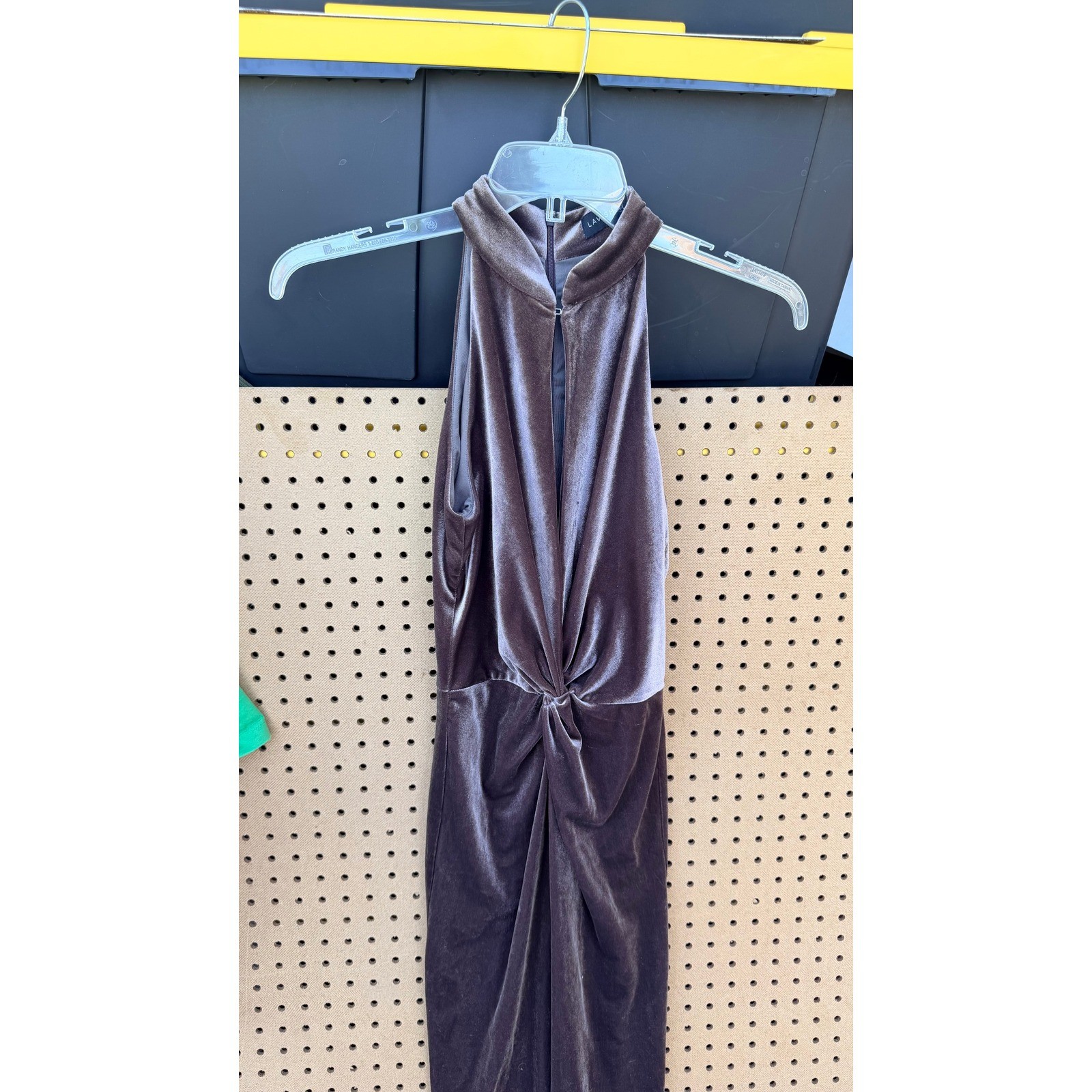 Lavish Alice Mauve Velvet Twist Front High Neck Midi Dress Size UK 6 US 2