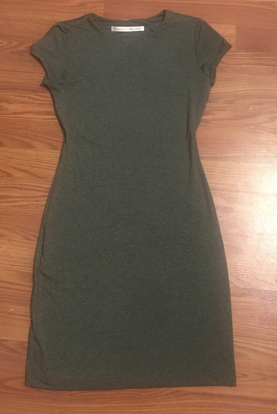 Susana Monaco Dress Gray Cap Sleeve Nylon Poly Lycra Round Neckline Size XS