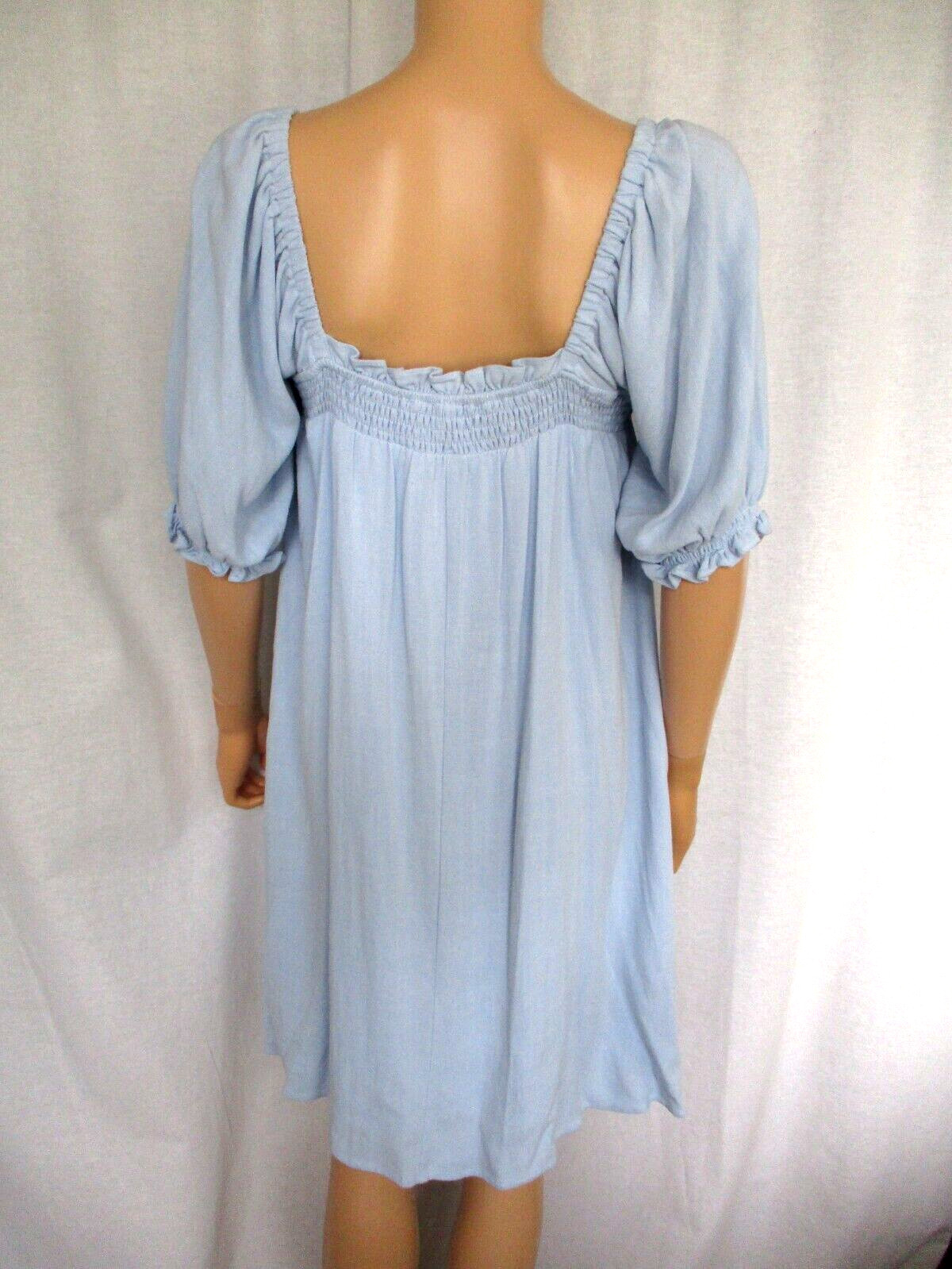Sugarlips Dress XL Placid Blue Fully Lined Rayon & Linen Elastic Bodice & Sleeve