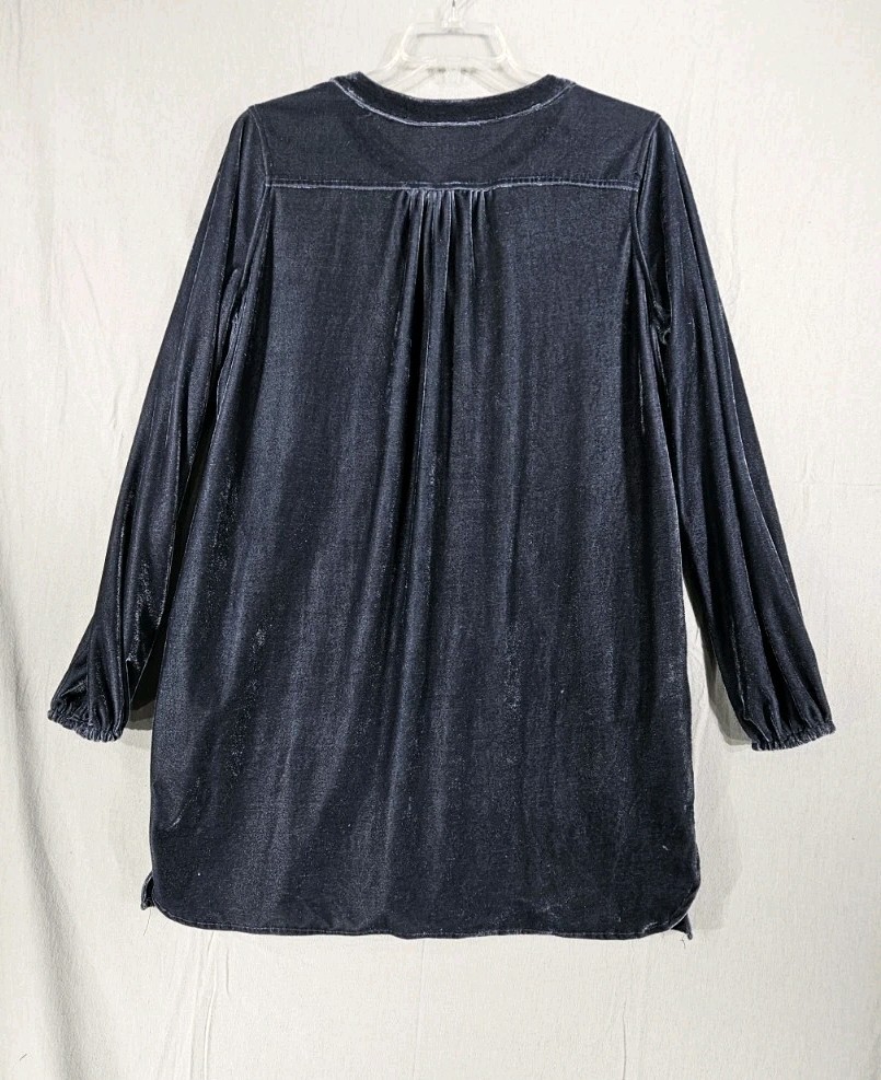 Easel La Oversized Blue Gray Soft Velvet Boho Tunic/Dress Size Medium