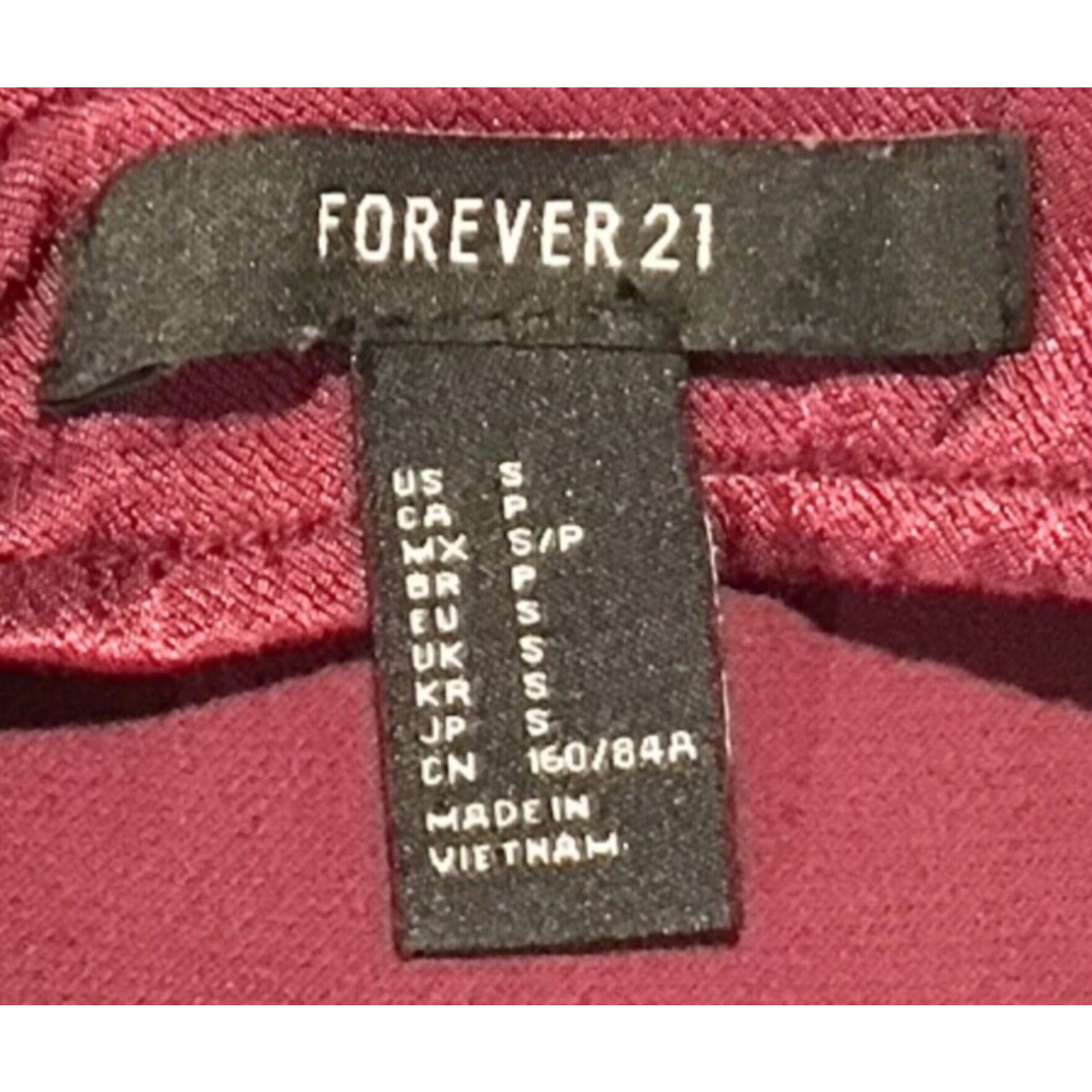Forever 21 Women’s Burgundy Spaghetti Strap Mini Dress w/ Zipper Size Small