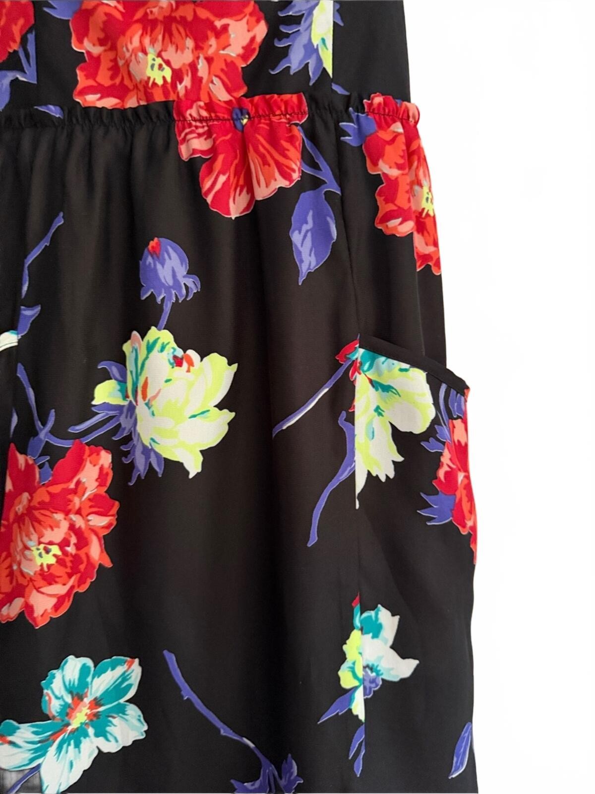 American Eagle Black Floral Spaghetti-Strap Mini Dress