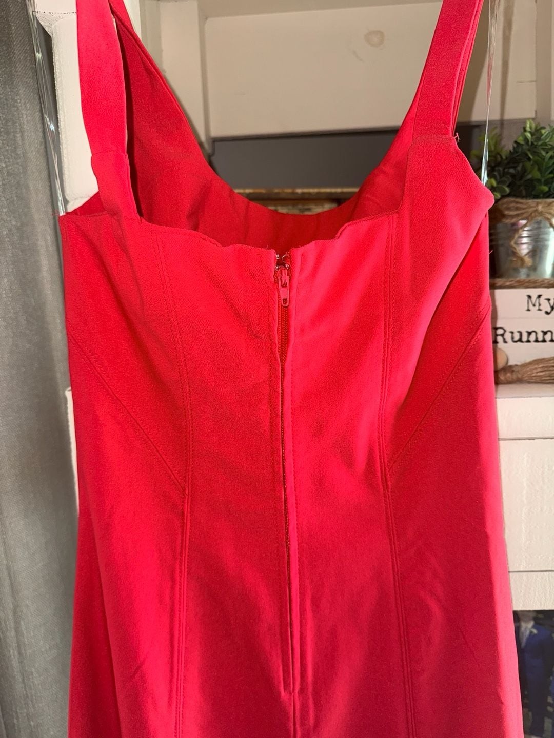 Trixxi Red Square Neck Bodycon Midi Sheath Dress