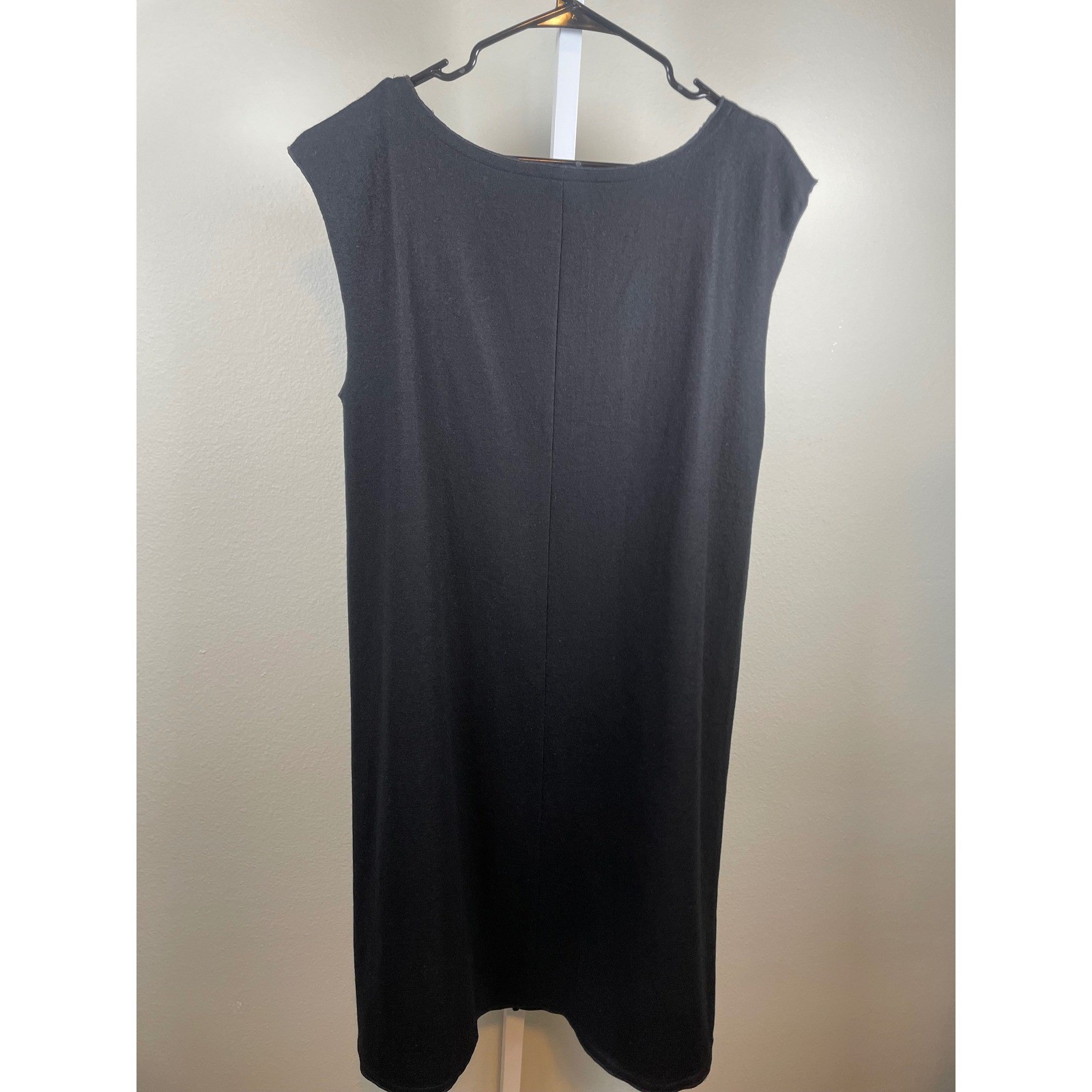 Eileen Fisher 100% Wool Shift Dress Women’s Large Black Sleeveless Mini
