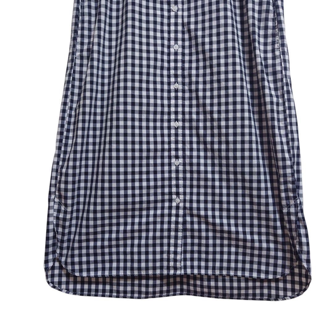 MUJI Gingham Check Dress L Black White A Line with Pockets