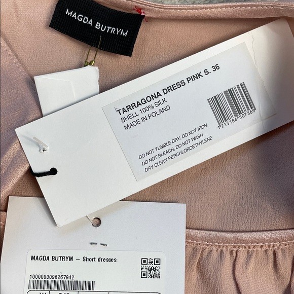 NWT Magda Butrym Tarragona Dress Ruffled Silk Satin Button Front Sz 36