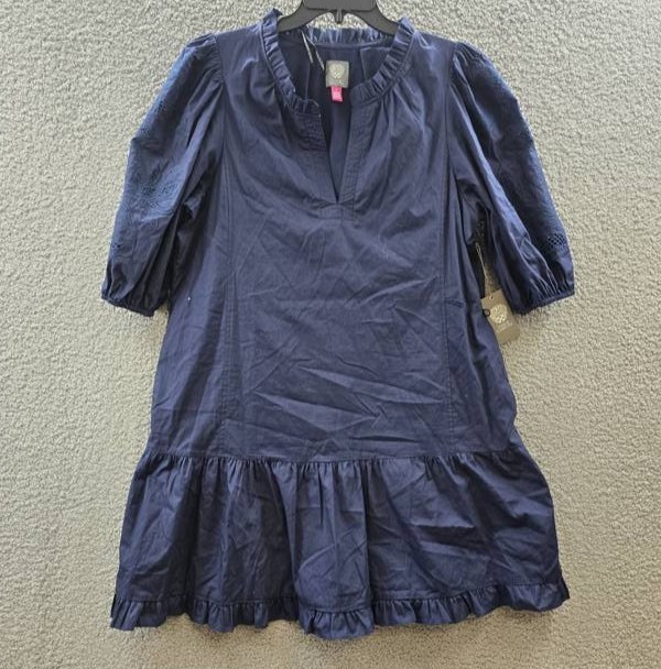 Vince Camuto Split-Neck Elbow-Sleeve Dress Women’s 16 Navy Solid Pullover