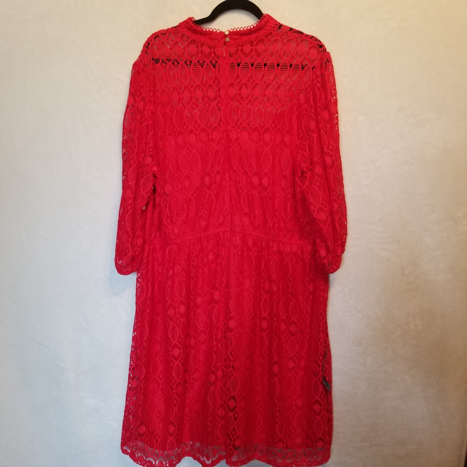 Lane Bryant 22 Dress Red Lace Lined Elastic Waist Holiday Classic Whimsy Classic