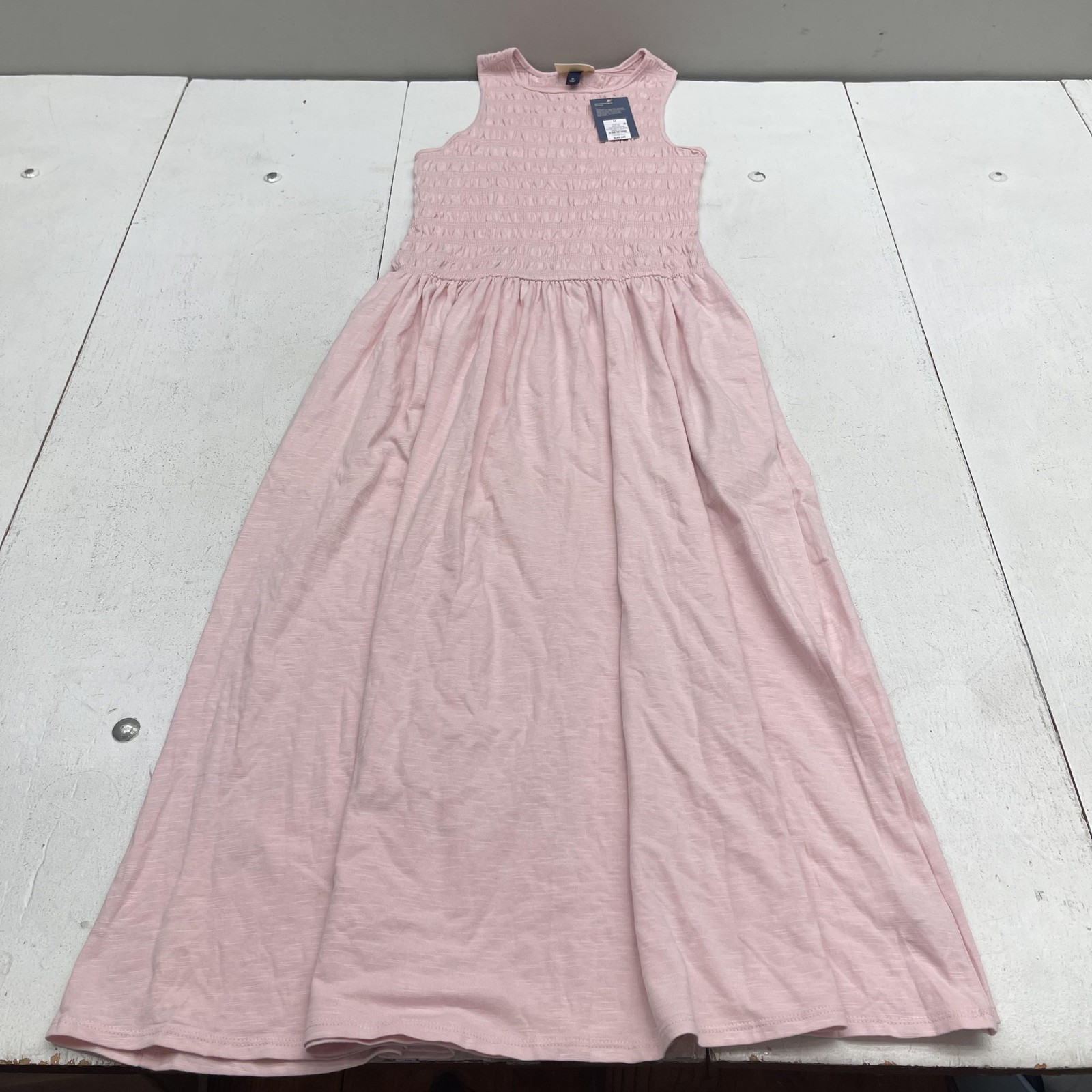 Universal Thread Dress Womens M Pink Smocked Sleeveless Maxi Sundress Pockets