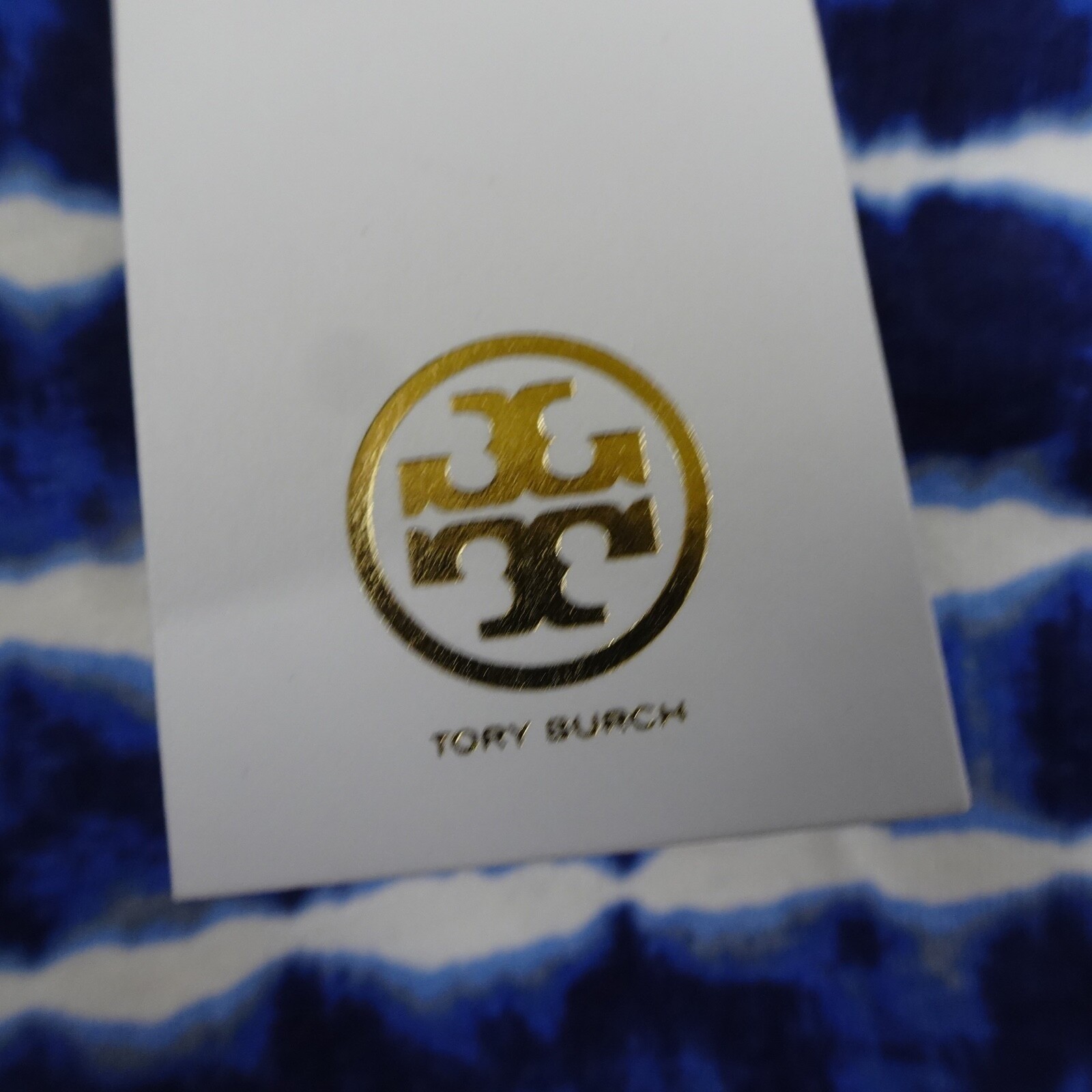 Tory Burch Dress Womens Medium M Blue Shift Midi Tye Die Career Stretch Hollie