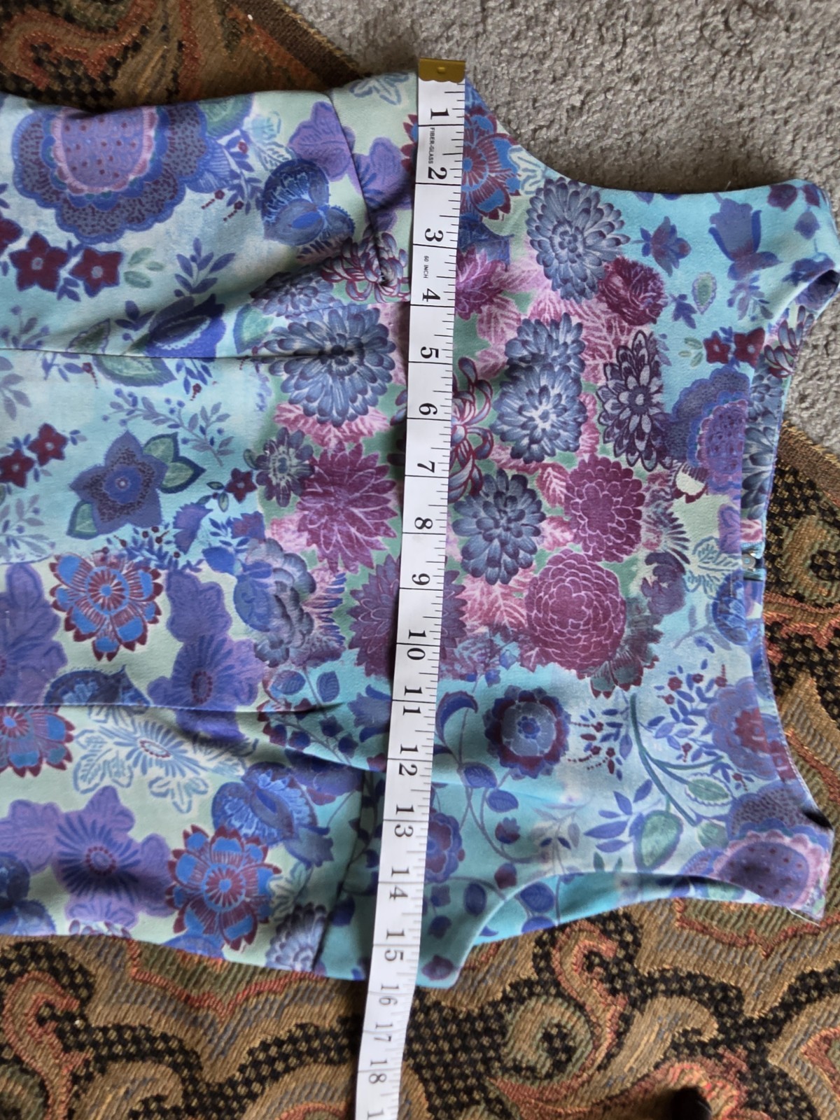 Y2K My Michelle Blue Purple Bright Retro Floral Artsy Shift Mini Dress Size 3/4