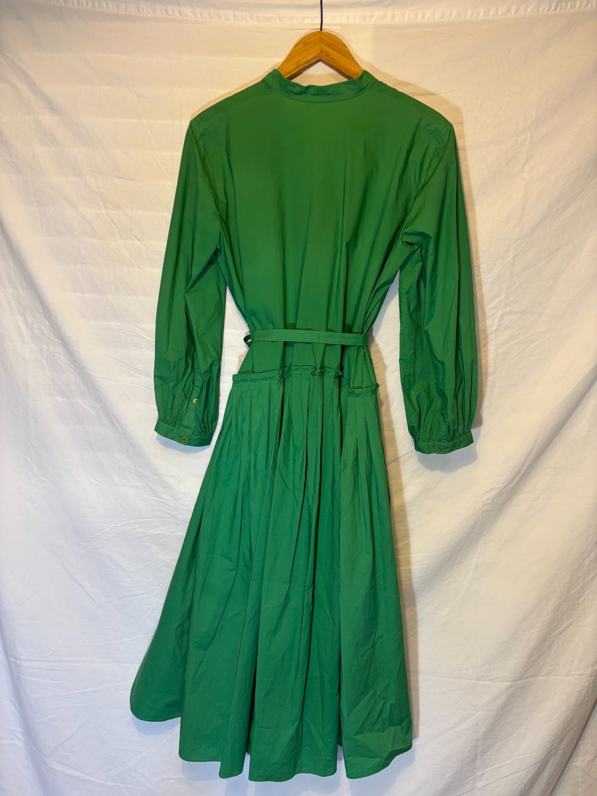 Scanlan Theodore Kelly Green Cotton Poplin Midi Dress Size 8 / US4