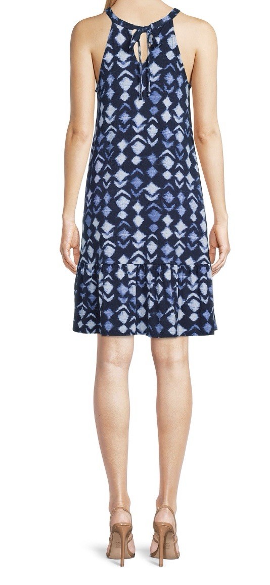 Time and Tru Printed Halter MIDI Ruffle Hem Flowy Dress ~ Size L (12-14)