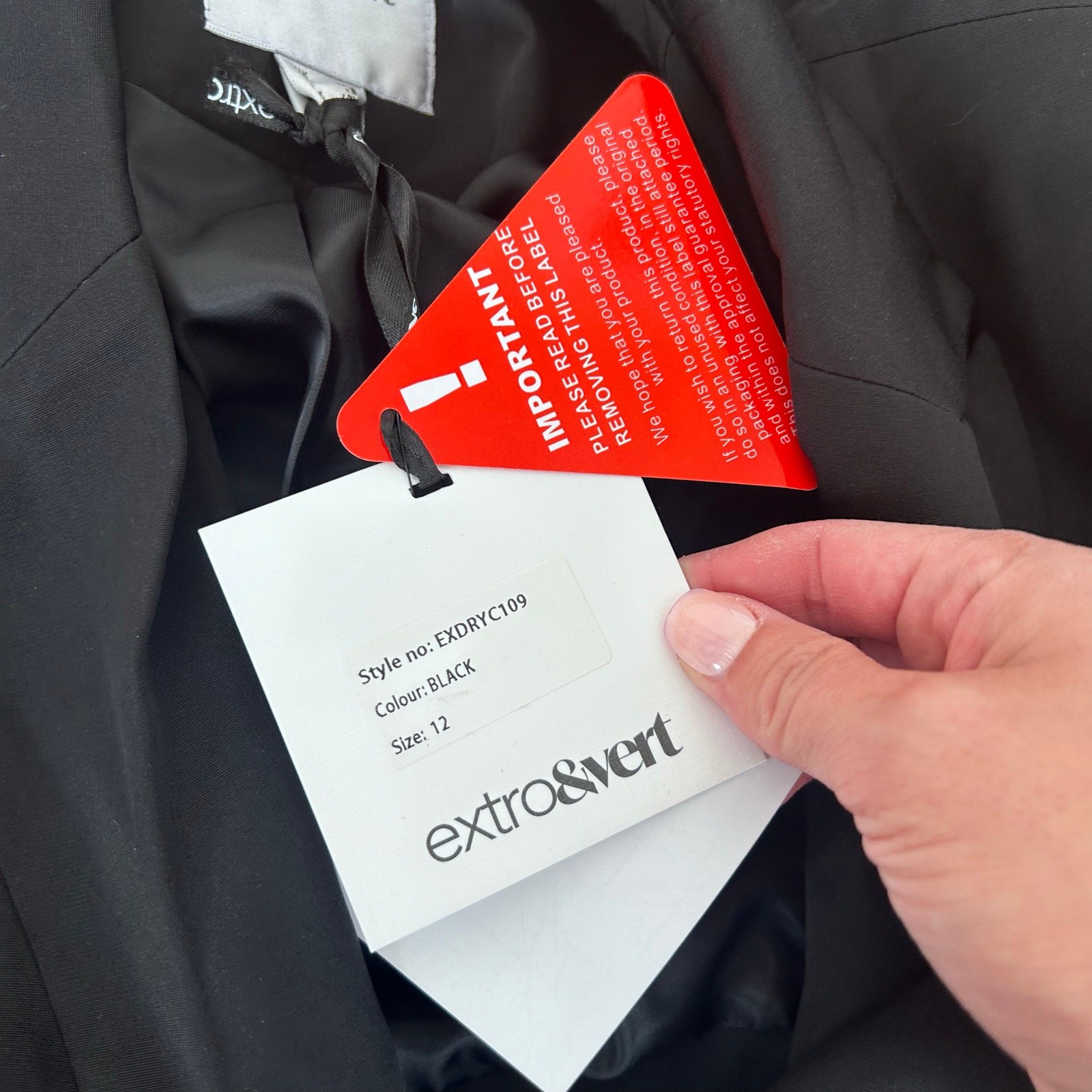 Extro & Vert Black Twist Front Blazer Skirt Dress Sz 12