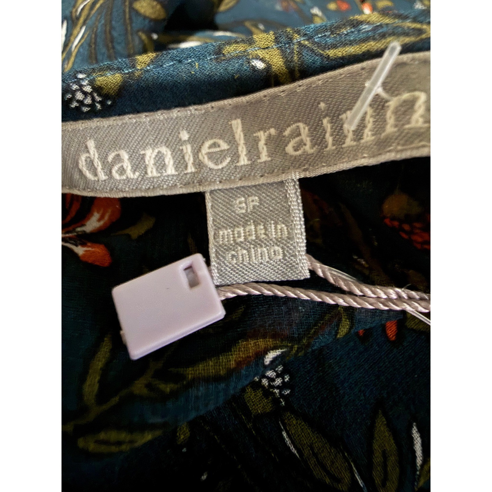 Daniel Rainn Floral Long Sleeve Mini Dress Velvet Trim Teal Size SP NEW