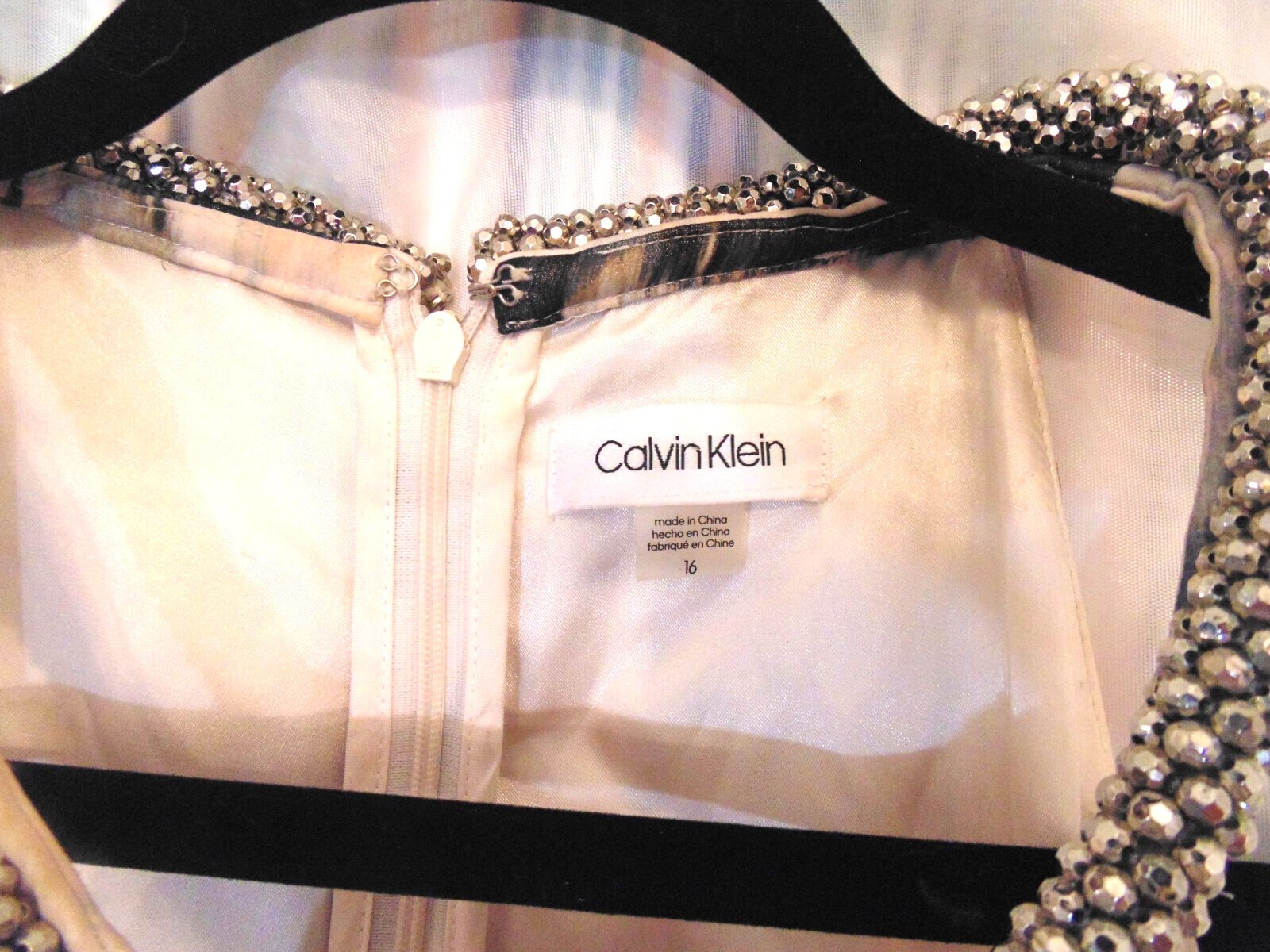 Calvin Klein Elegant Womens Rhinestone Halter Long Dress Gown sz 16