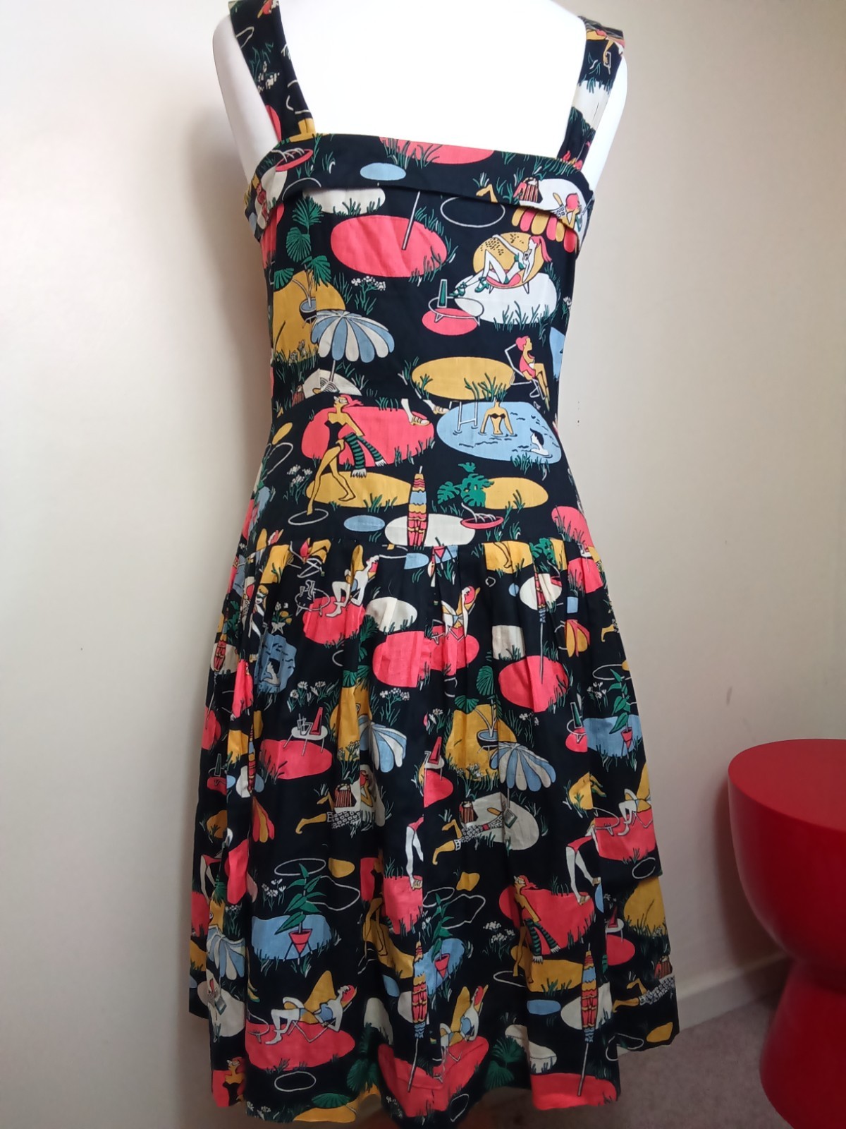 Emily and Fin Sundress Medium 12 Beach Lady Pool Print Summer Dress Pockets
