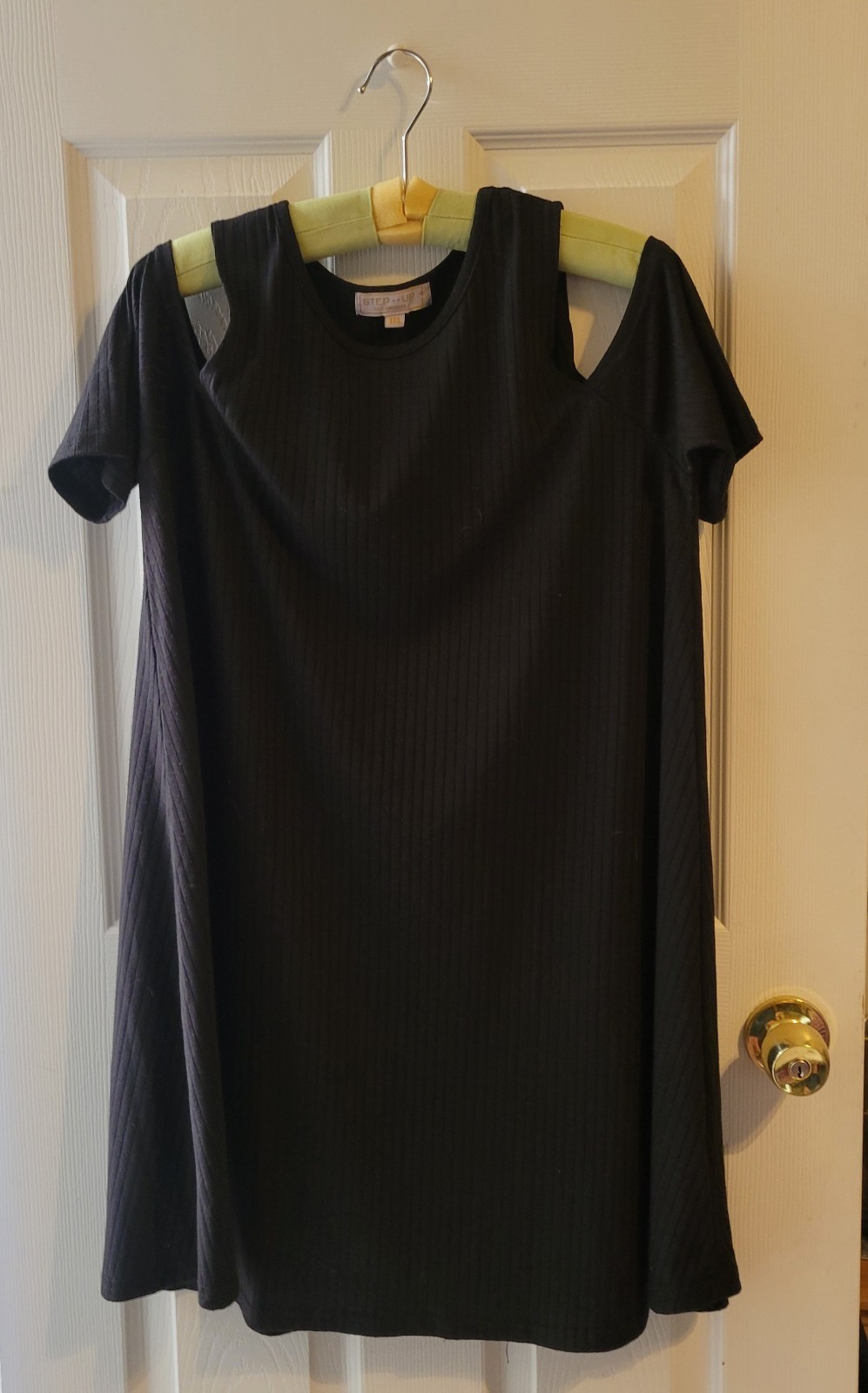 Step Up Black Open Shoulder Mini Dress, 1XL