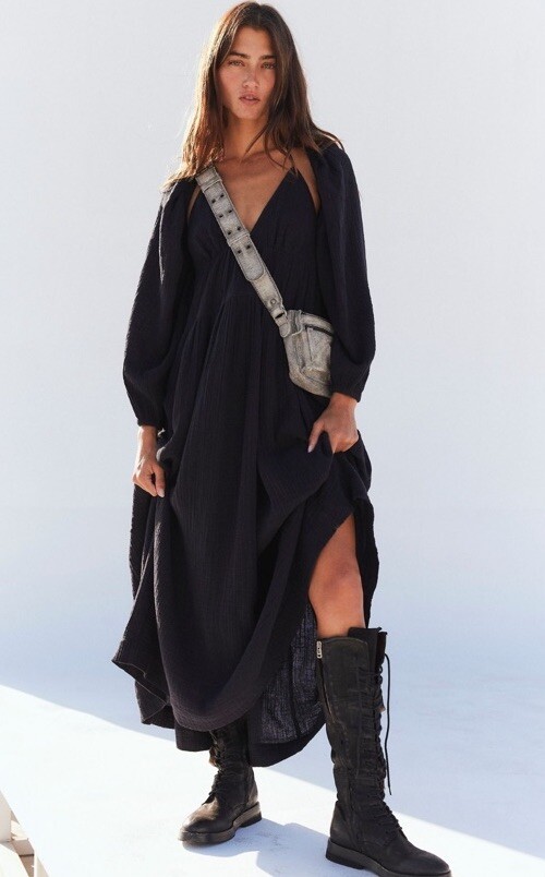 Free People So Sprung Tiered Maxi Dress & Shrug Set S