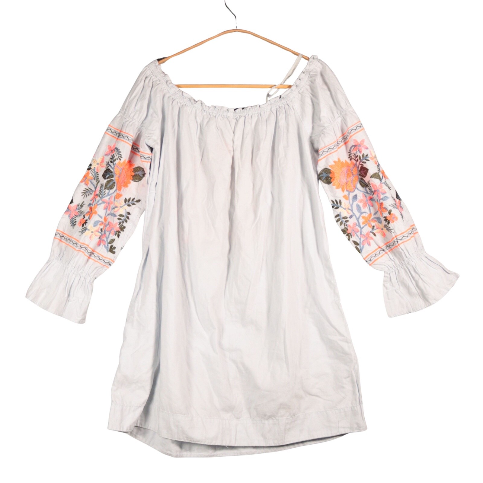 Free People Boho Dress Size Medium Off Shoulder Embroidered Festival Applique