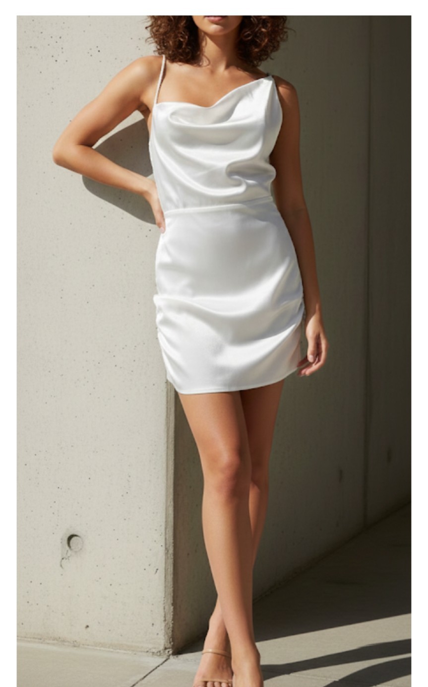 Manière De Voir Dress Mini Sz 8 Rope Straps Side Cinch Ruched Satin Party