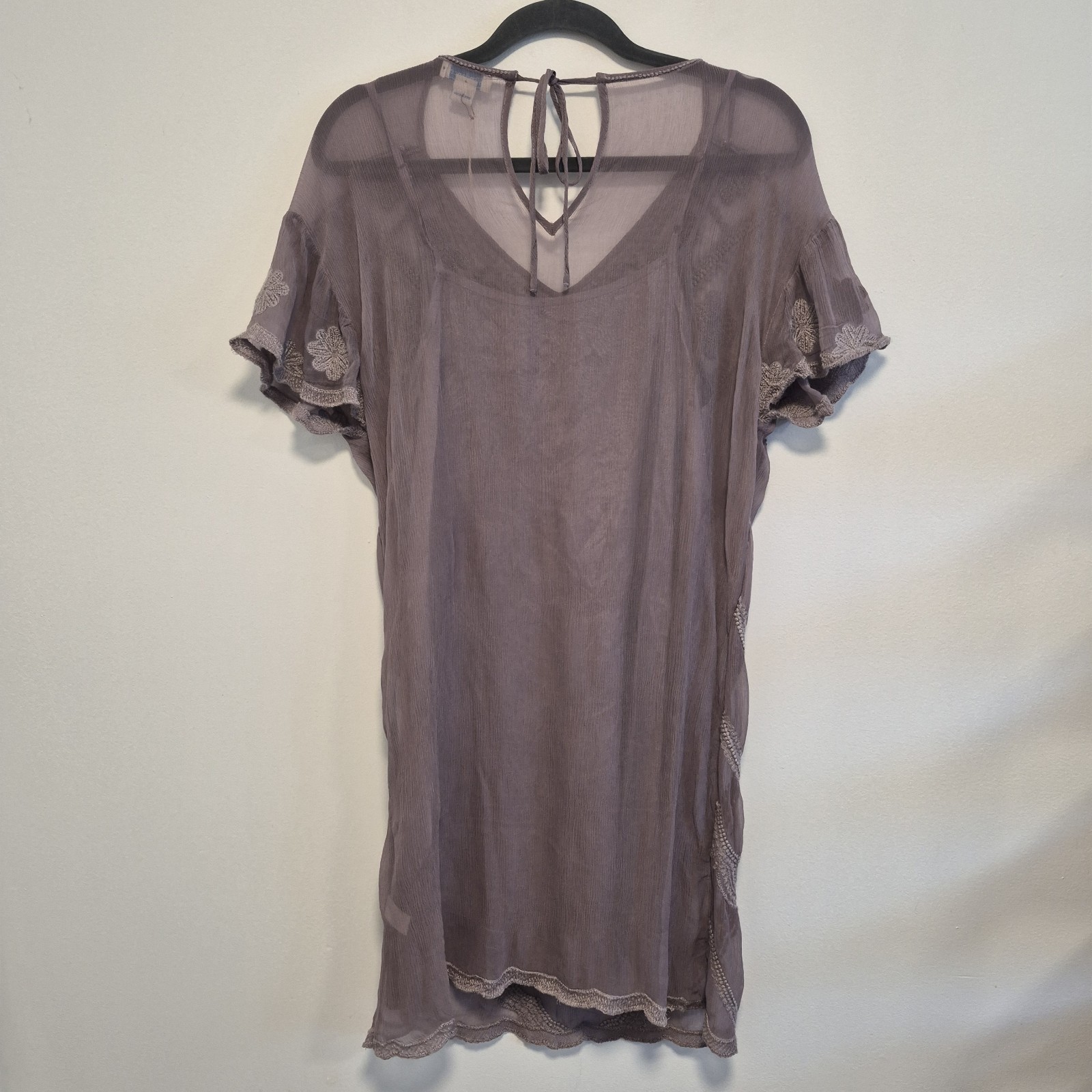 Sundance Violette Mini Dress Lavender Embroidered Sheer With Slip Size S Petite