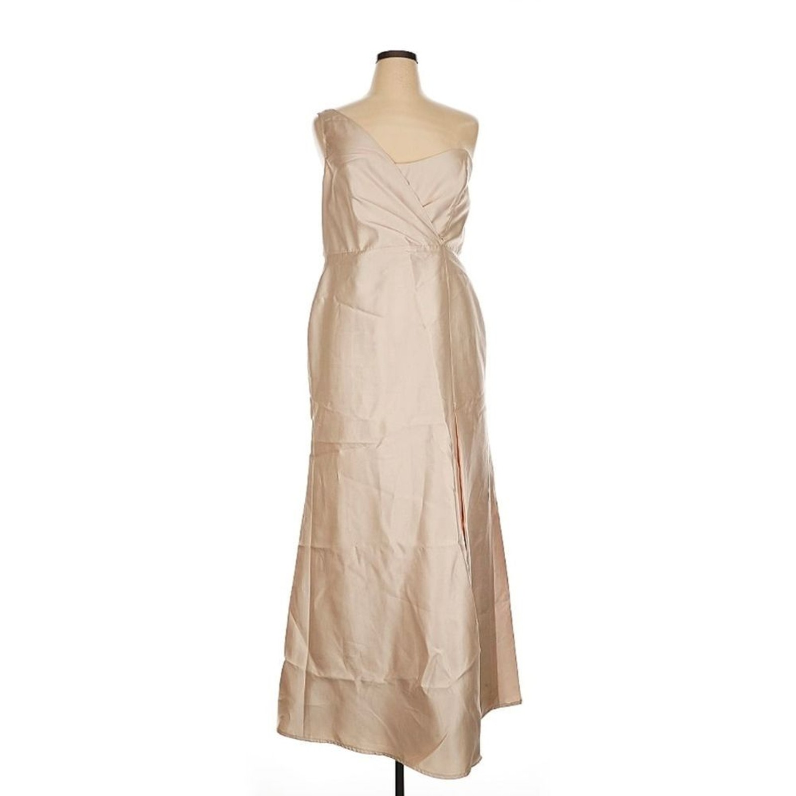 Alfred Sung Champagne Gold One Shoulder Draped Gown Maxi Dress Size 14
