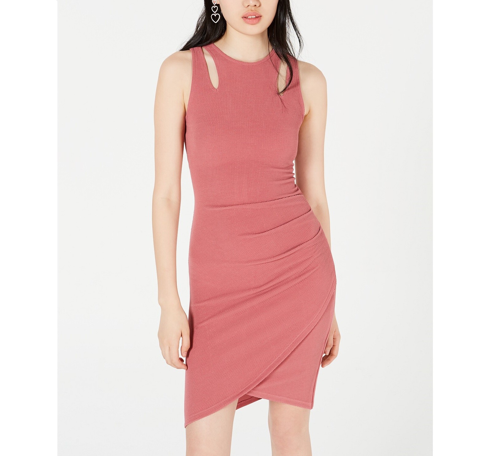 Crave Fame Junior Womens XL Mauve Pink Sleeveless Cutout Bodycon Wrap Dress NWT