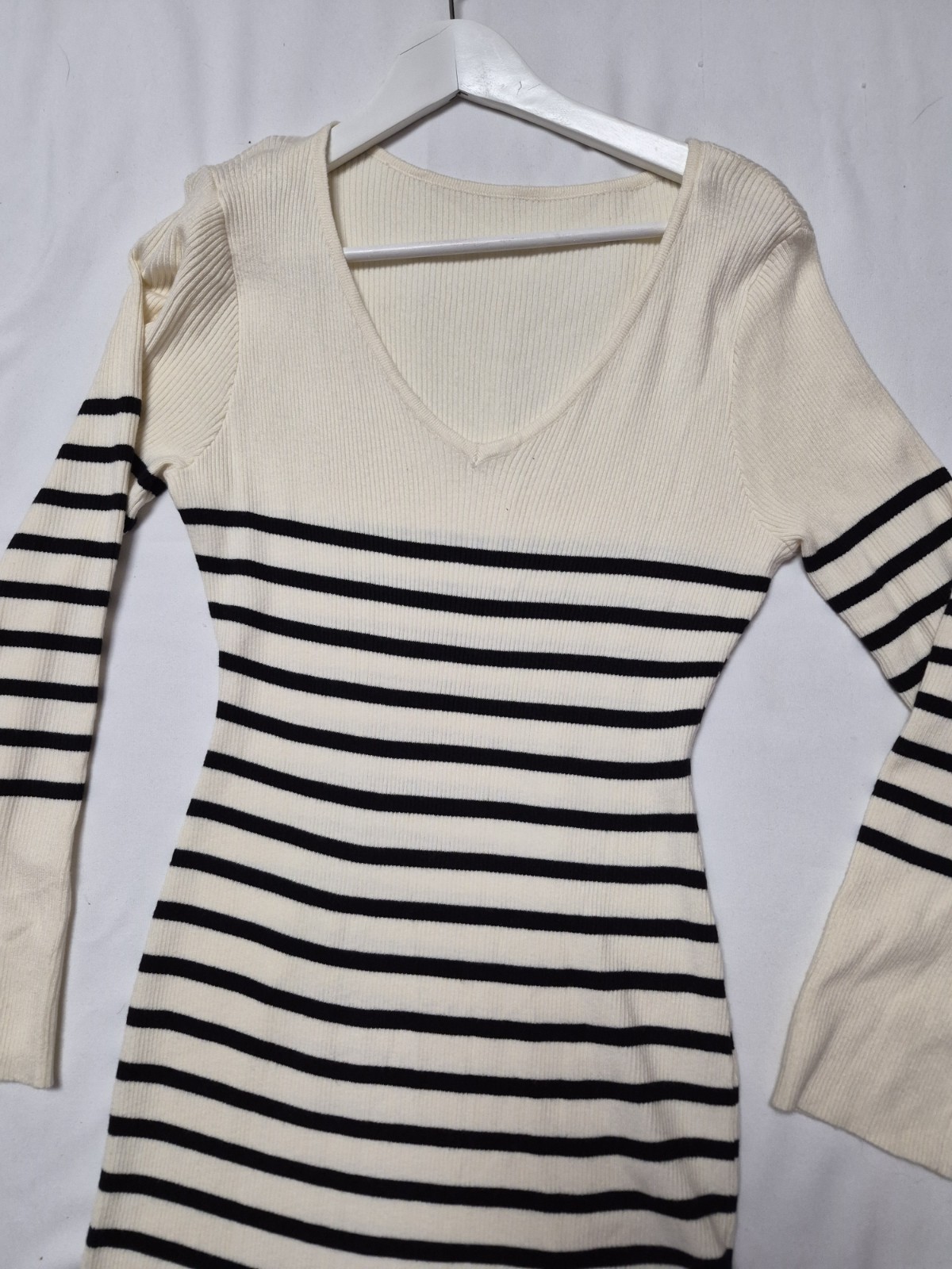 COMMENCE Knitted TURTLE NECK striped Cottagecore Fisherman Sweater Dress NWT XL