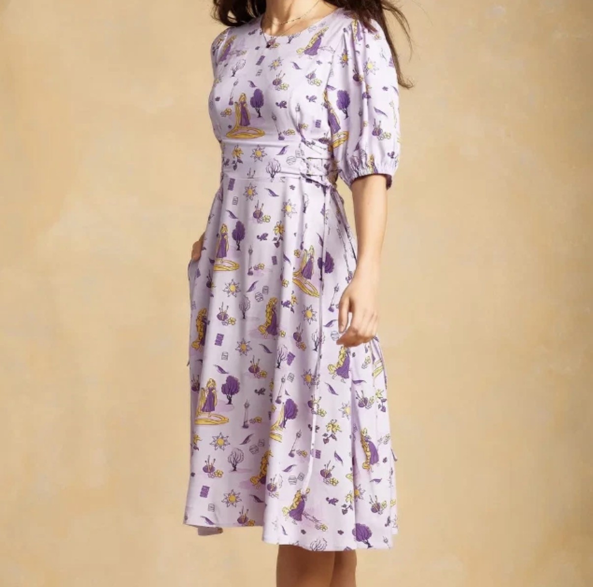 Disney Her Universe Tangled Rapunzel Puff Sleeve Midi Dress