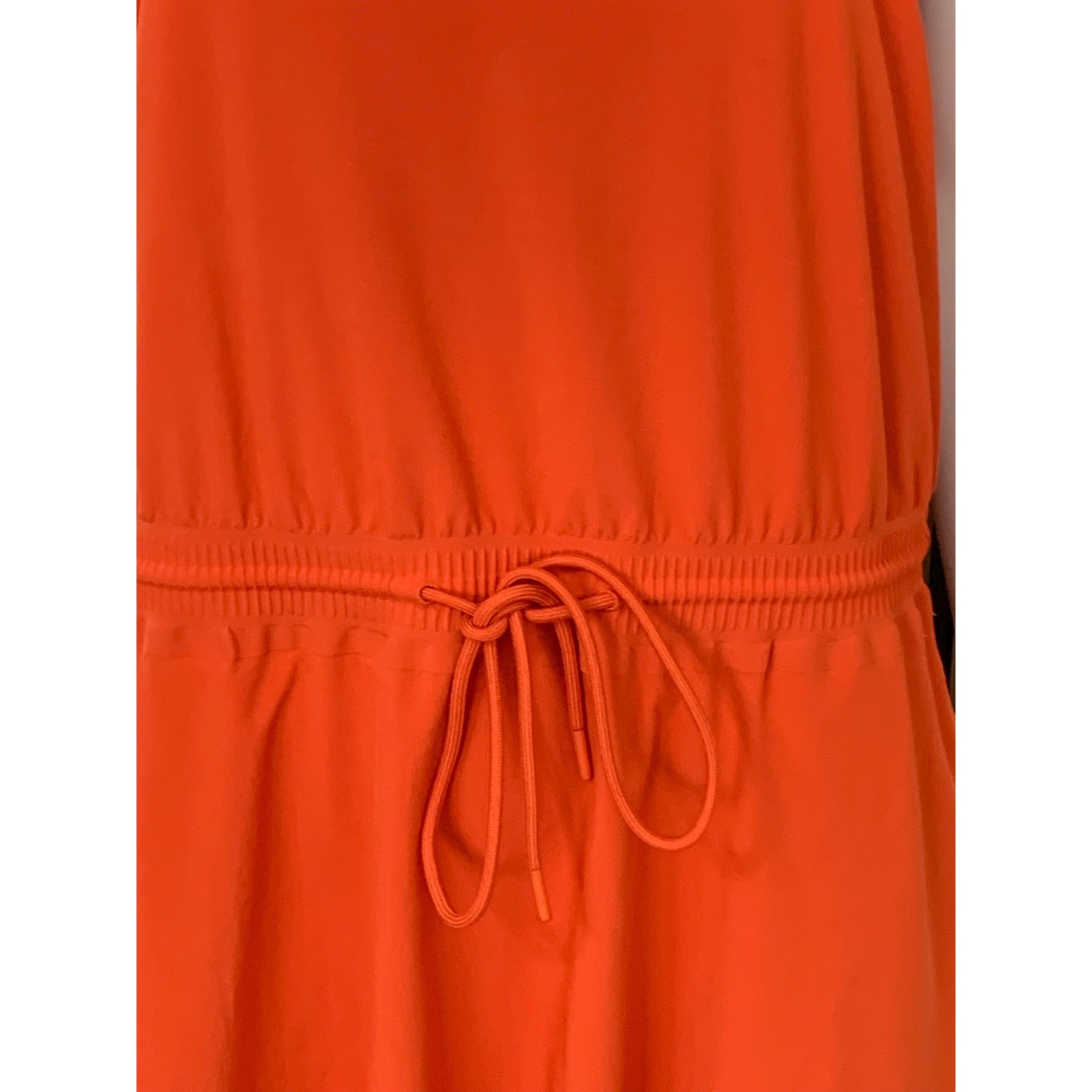 Athleta Orange V-Neck Drawstring Waist Sleeveless Active Dress M Stretchy