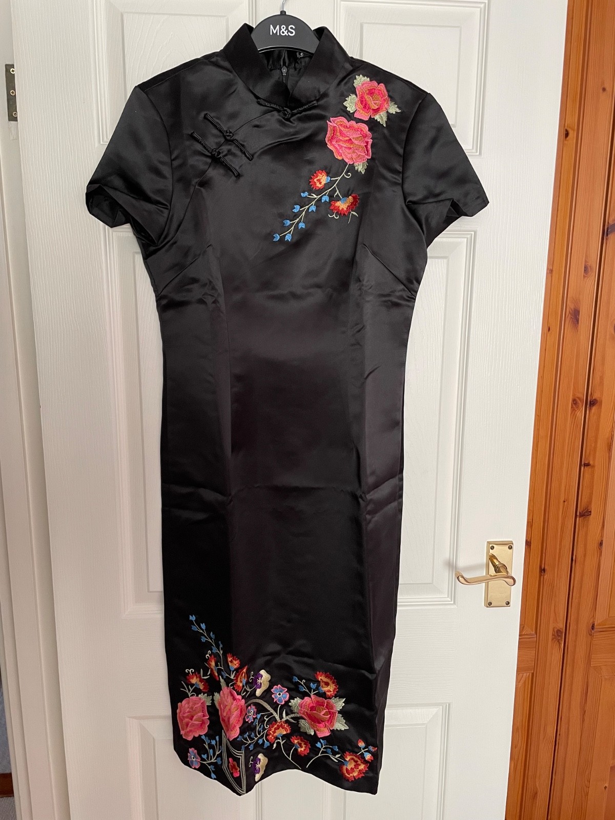 Black embroidered chinese style dress