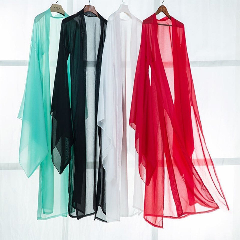 Hanfu Cardigan Ancient Chinese Long Sleeve Shirts Chiffon Coat Dance Clothing