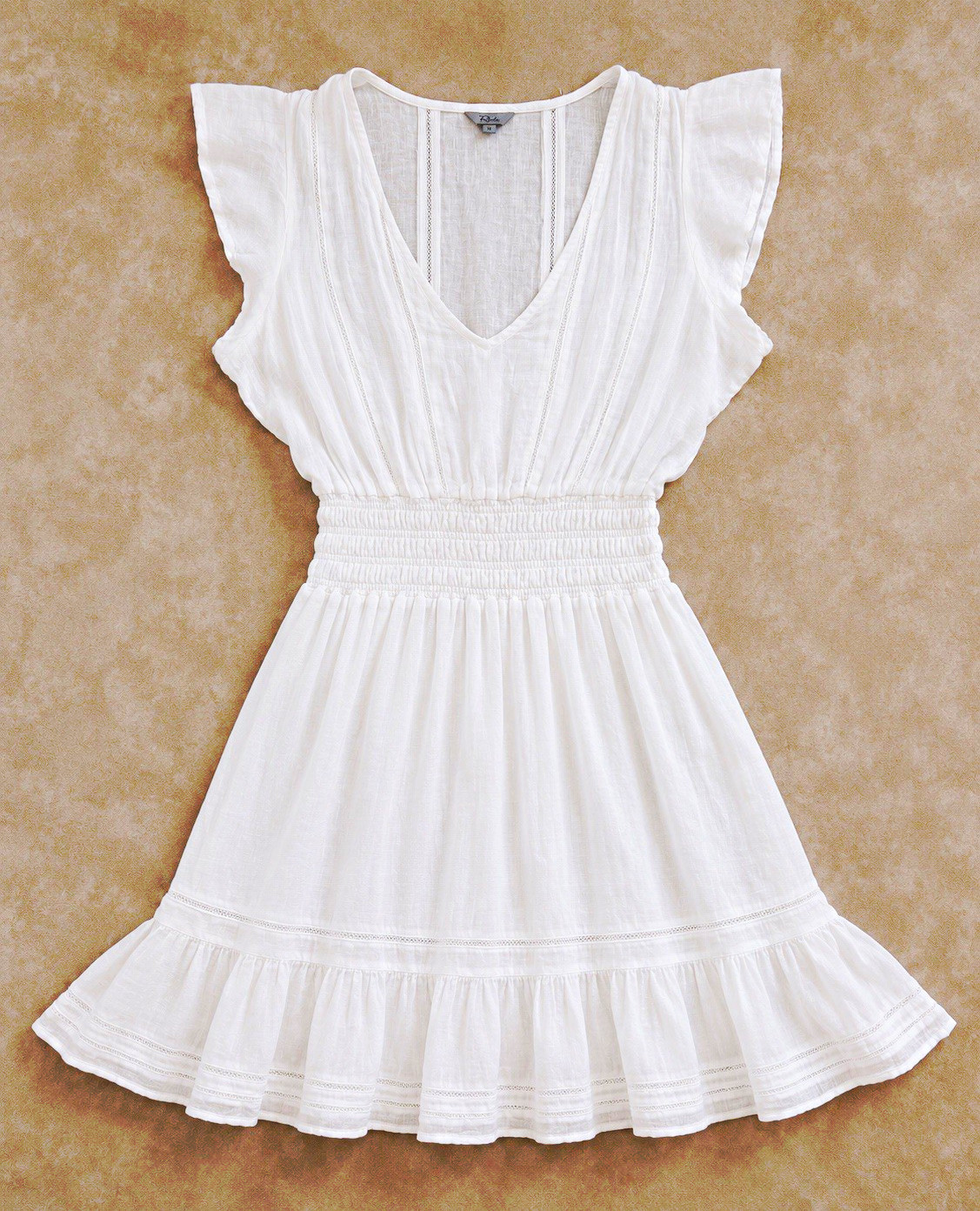 Rails Tara White Lace Smocked Flutter Sleeve V-Neck A-Line Short Dress M