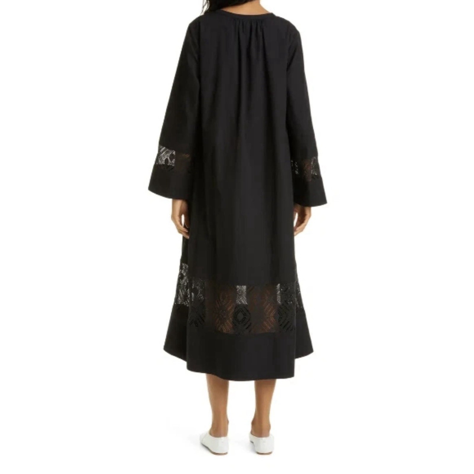 Samsoe Samsoe Sahell Black Midi Dress Lace Detail Capsule Minimalist Size XL