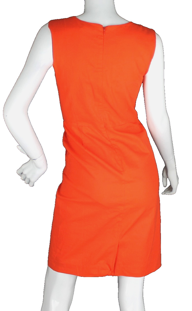 {PIM + LARKIN} Dress Orange Sz. M Sheath Pockets Lined Zip Linen Blend Summer