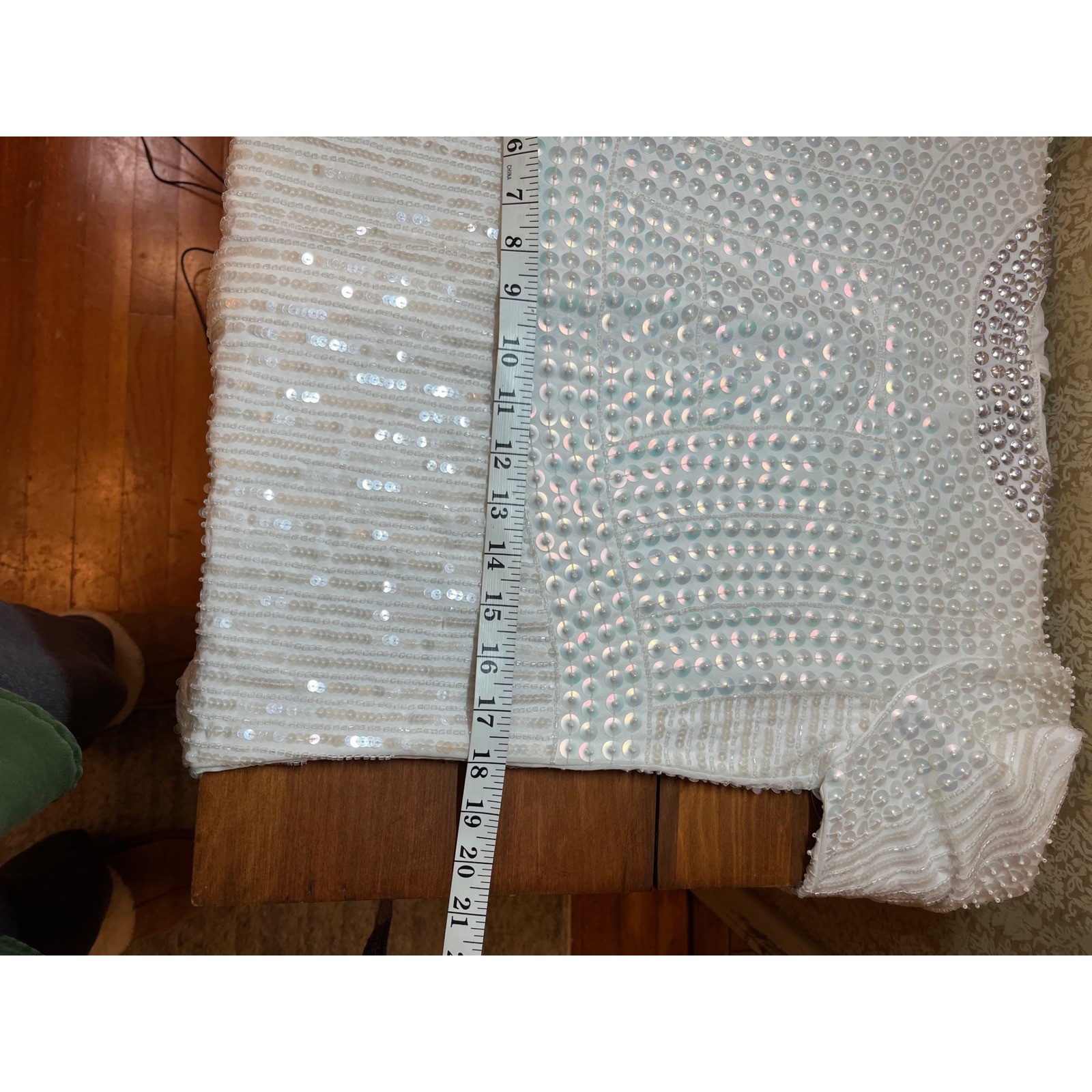 Parker White Pearl Beaded Sequin Flapper Dress Gatsby Glamour Party Size 6 EUC