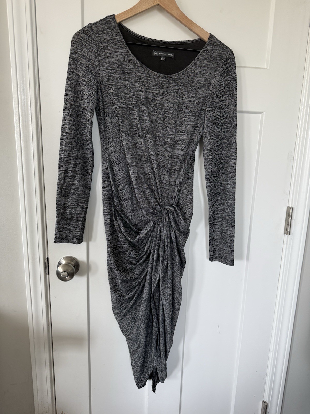 Adrianna Papell Women’s Faux Wrap Dress Small Fall Winter Spring Gray New Years