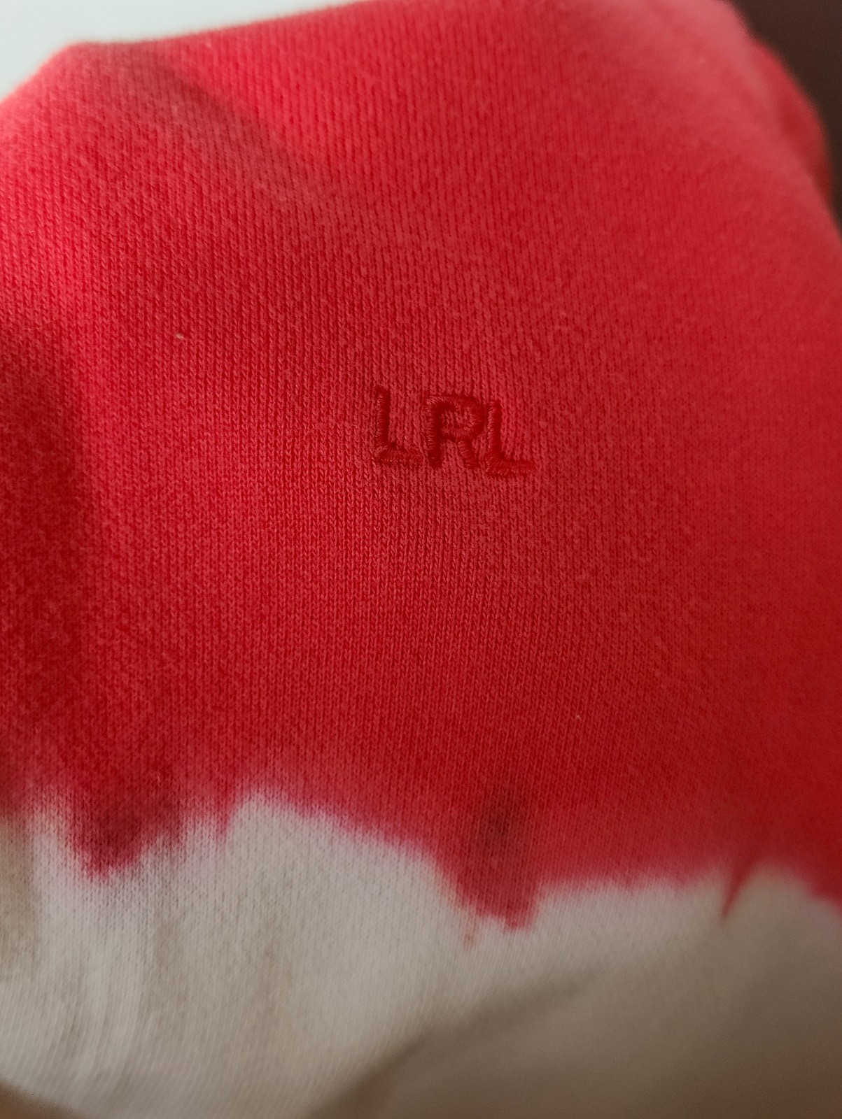Lauren Ralph Lauren Size L Red White Navy Tie Dye Hooded Sweatshirt Dress LRL.
