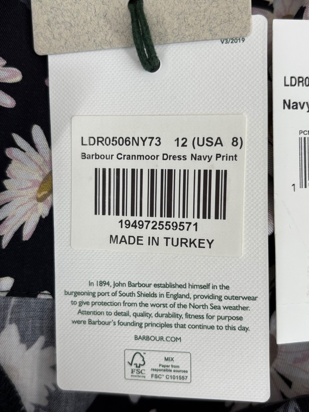 Barbour Cranmoor Dress Size 8 Navy Daisy Floral Shirt Midi 100% Lyocell NWT