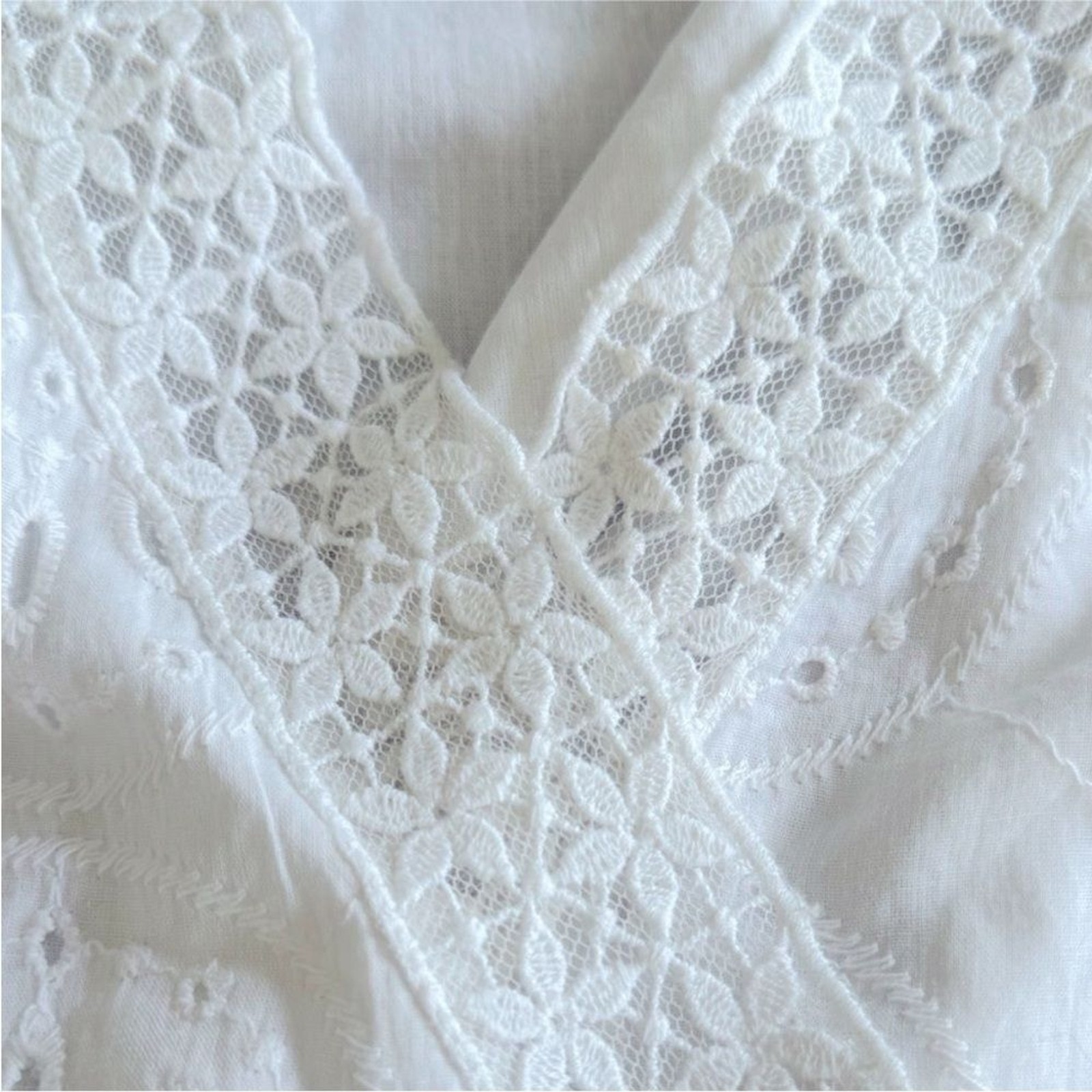Debbie Katz South Beach Bree Eyelet Swim Coverup White 3/4 Sleeve Dress XL