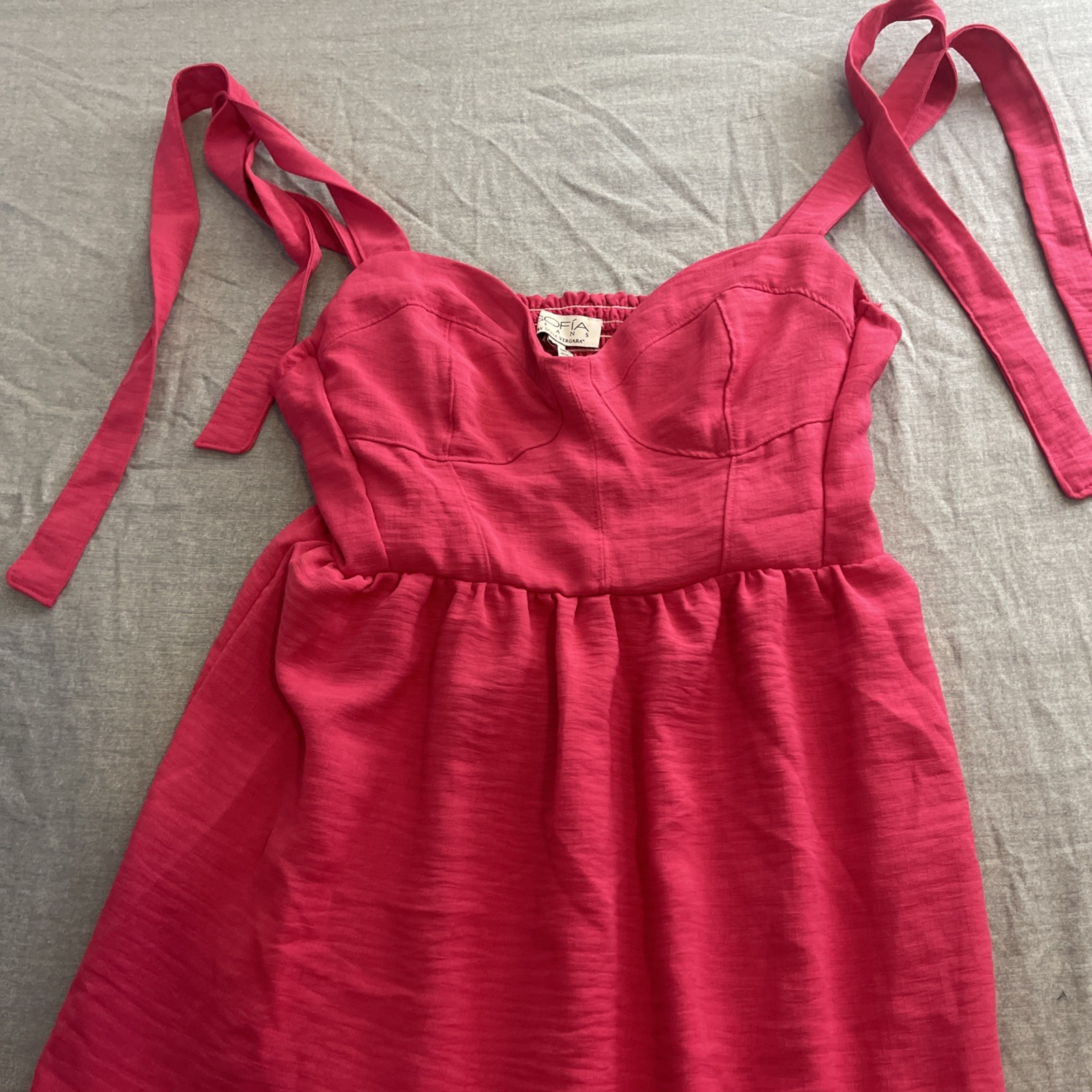 Sofia by Sofia Vergara Pink Ruffle Dress Womens Size Small Tied Shoulders Barbie