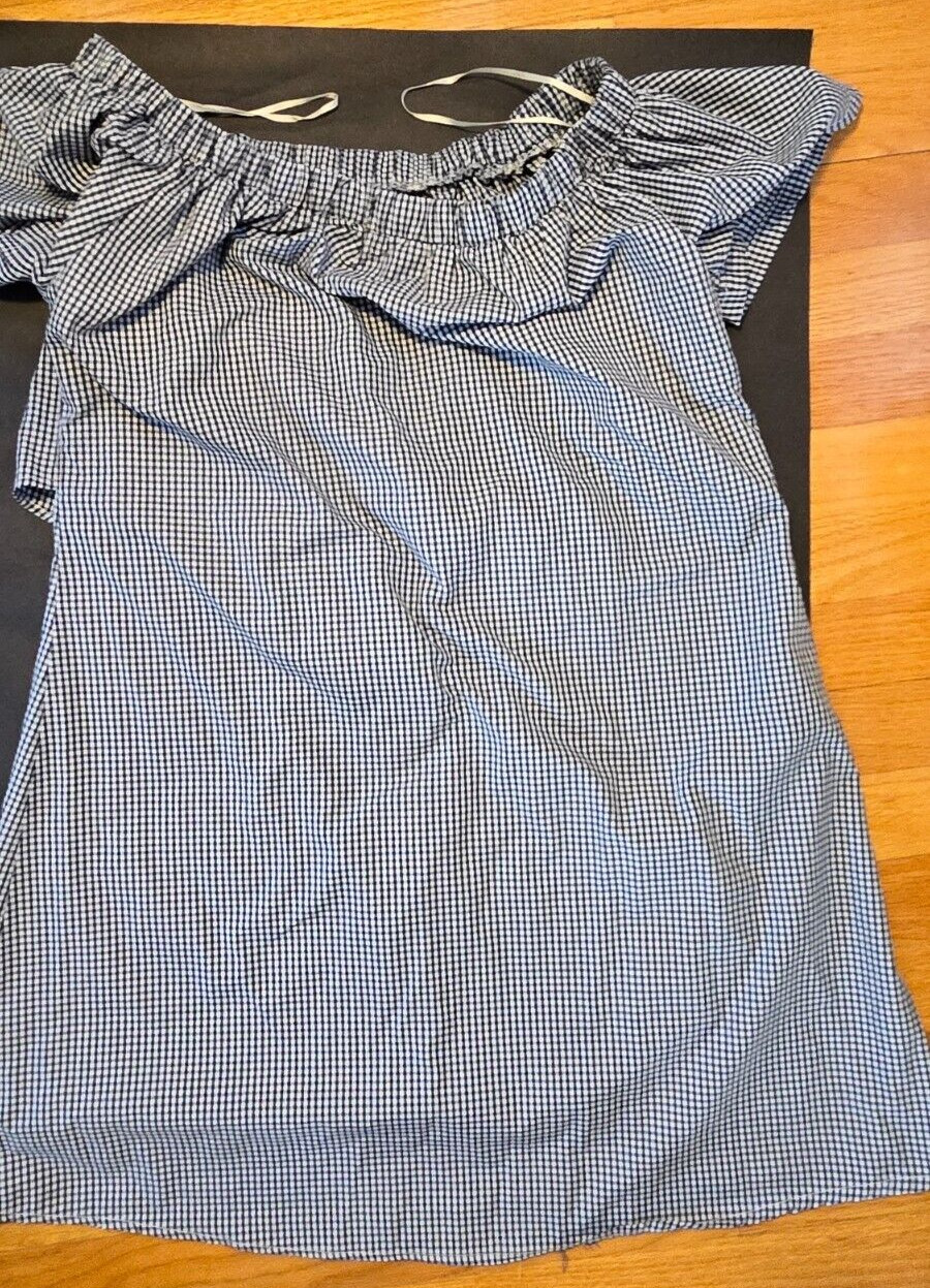 Style Envy Blue and White Front Tie Shirt Dress Women Size Large Cotton Blend