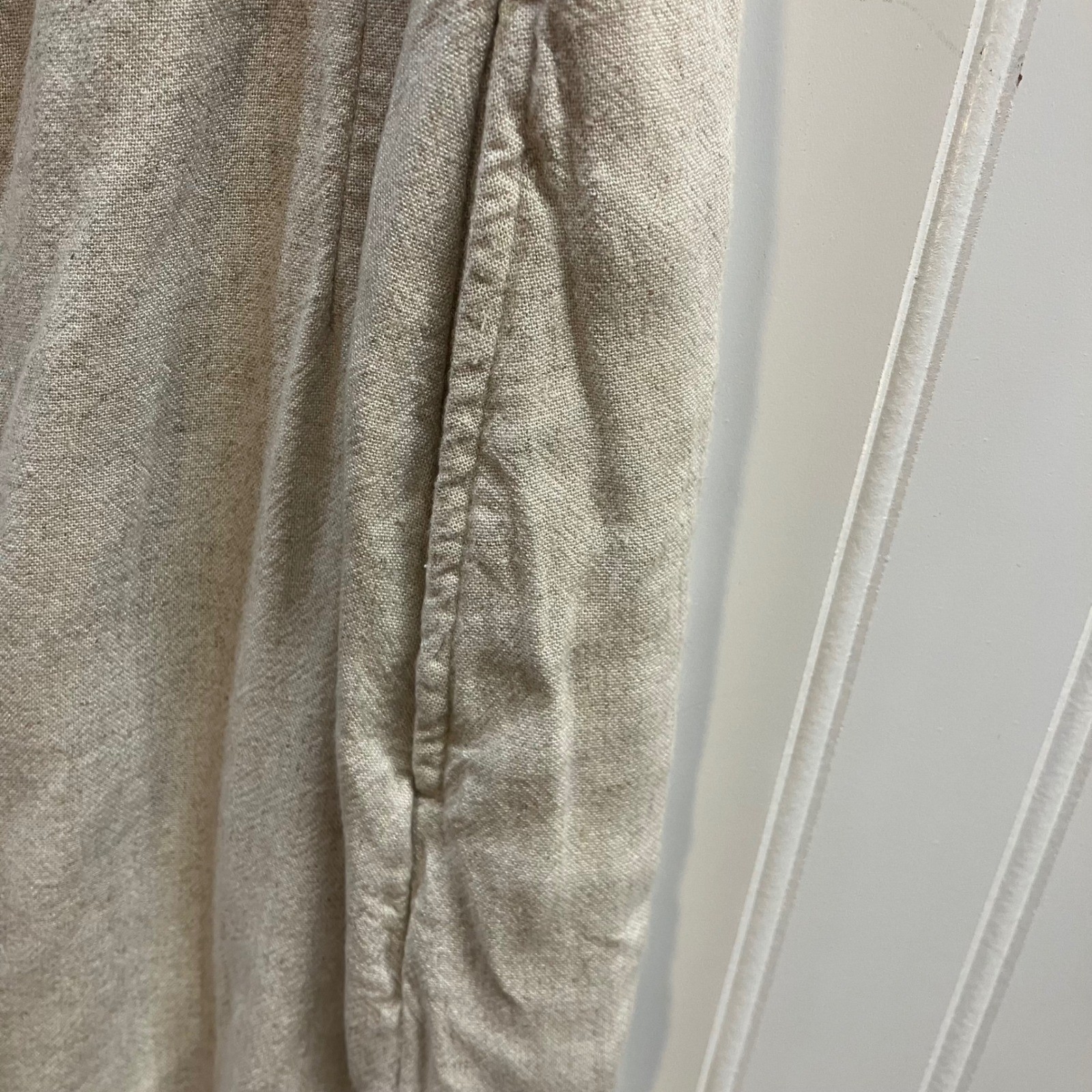 Abercrombie & Fitch Linen Blend Button Down Tie Strap Mini Dress Oatmeal XLP